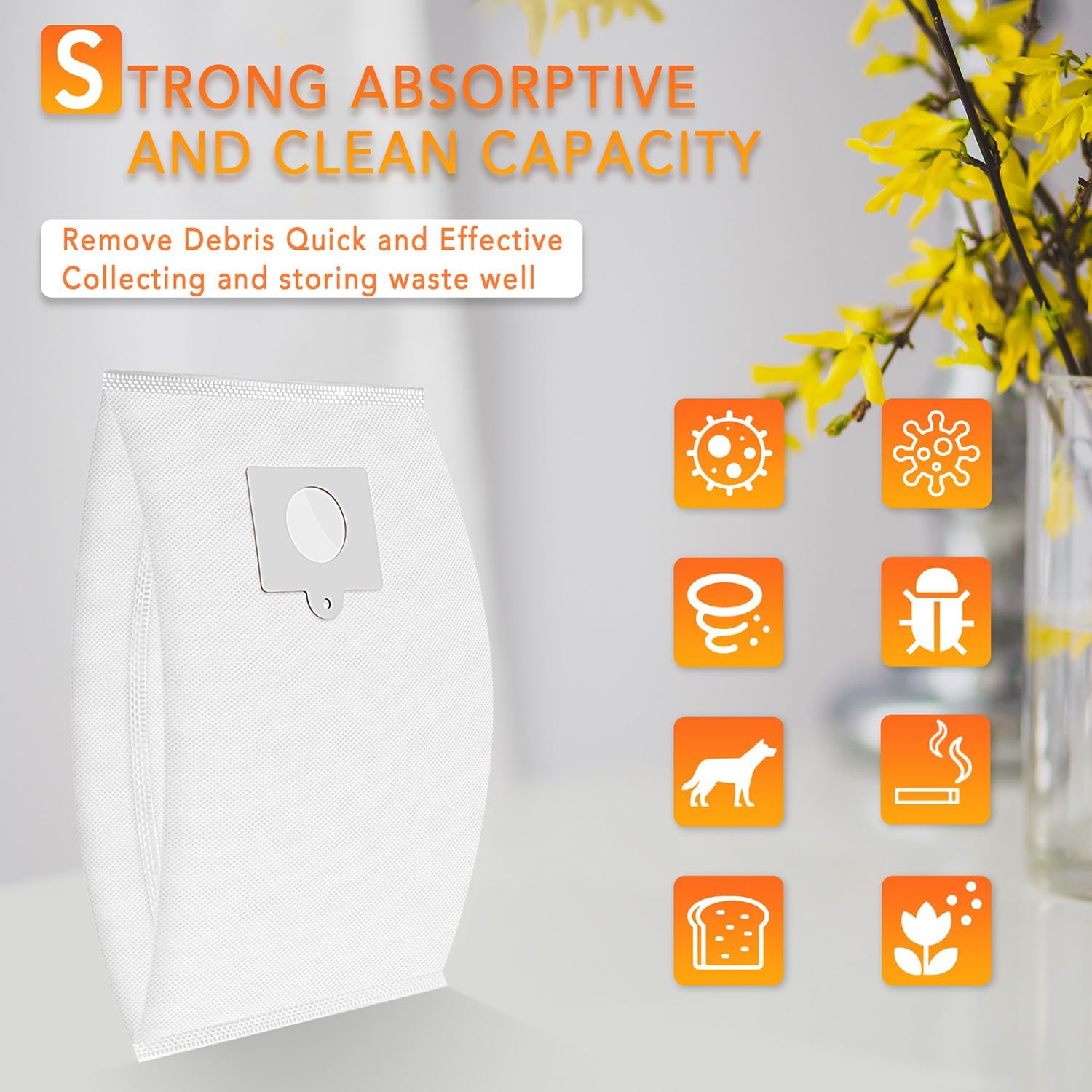 Paquete de 6 bolsas de vacío de tela HEPA 53292 Sears Style QC para Kenmore Canister 5055, 50557, 50558, 53291, 21814, 81214, BC3005, BC7005,