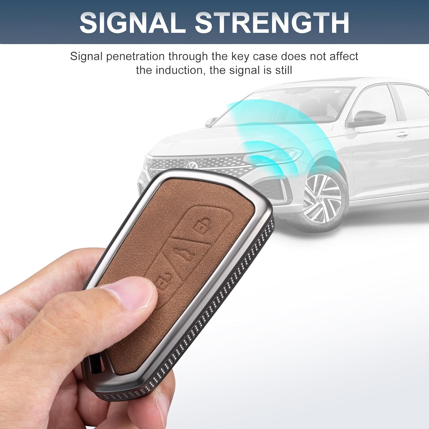 YO&YOYE Compatible con funda para llavero VW Volkswagen con llavero protector de llave de cuero
