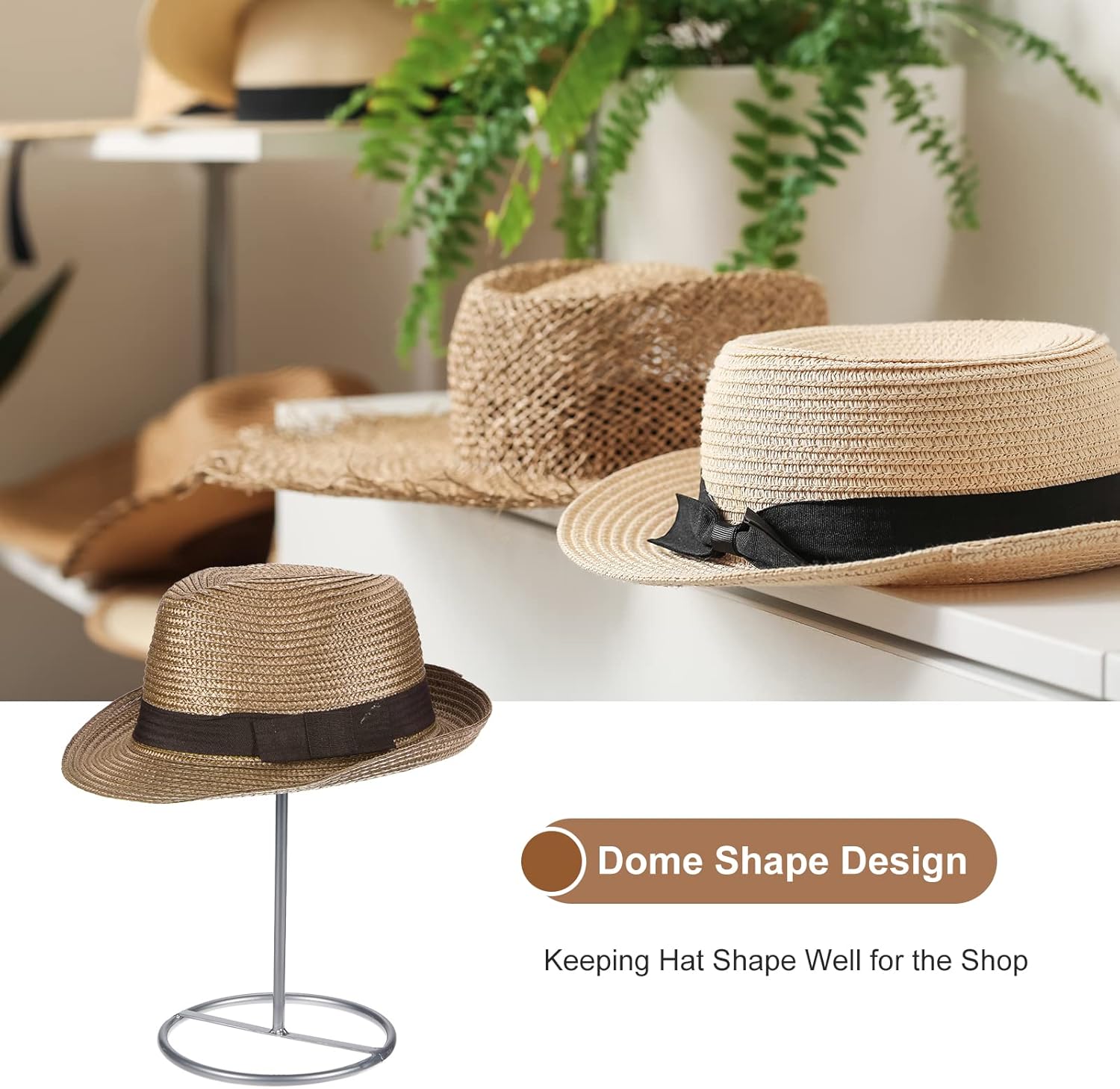uxcell Soporte de exhibición de metal para sombreros, paquete de 2 unidades para sombrero de mesa y soporte para peluca para gorra de béisbol,
