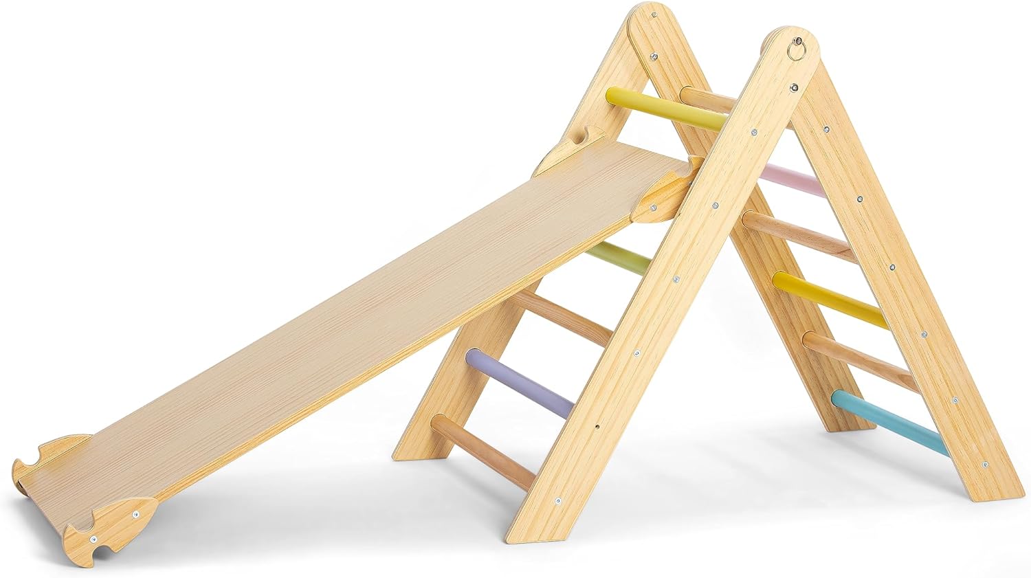 Avenlur Cedar – Juego de gimnasio 5 en 1 para interiores, juego de escalada Montessori con arco, escalera triangular ajustable, rampa de escalada,