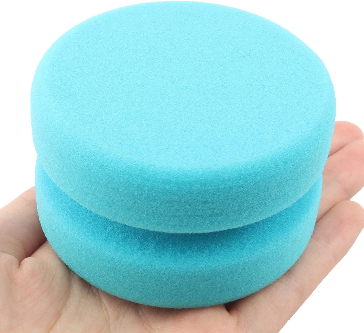 Esponja de pintura de doble cara, esponja redonda redonda para pintura, manualidades, cocina, encerado de automóvil, 2 unidades, azul x 2 + azul