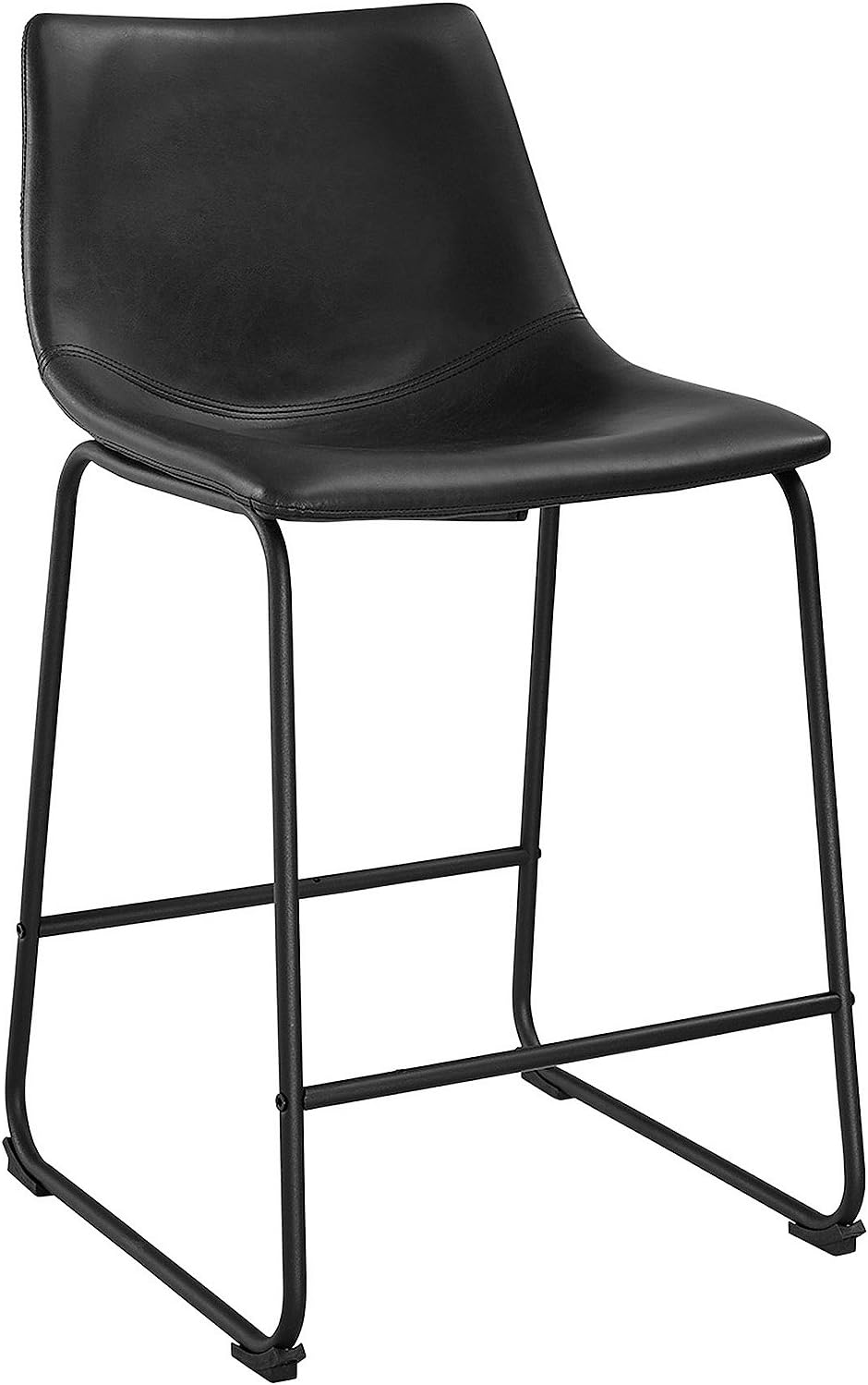Walker Edison, Douglas – Juego de 2 sillas de piel sintética de estilo industrial urbano para bar, sin brazos, color negro
