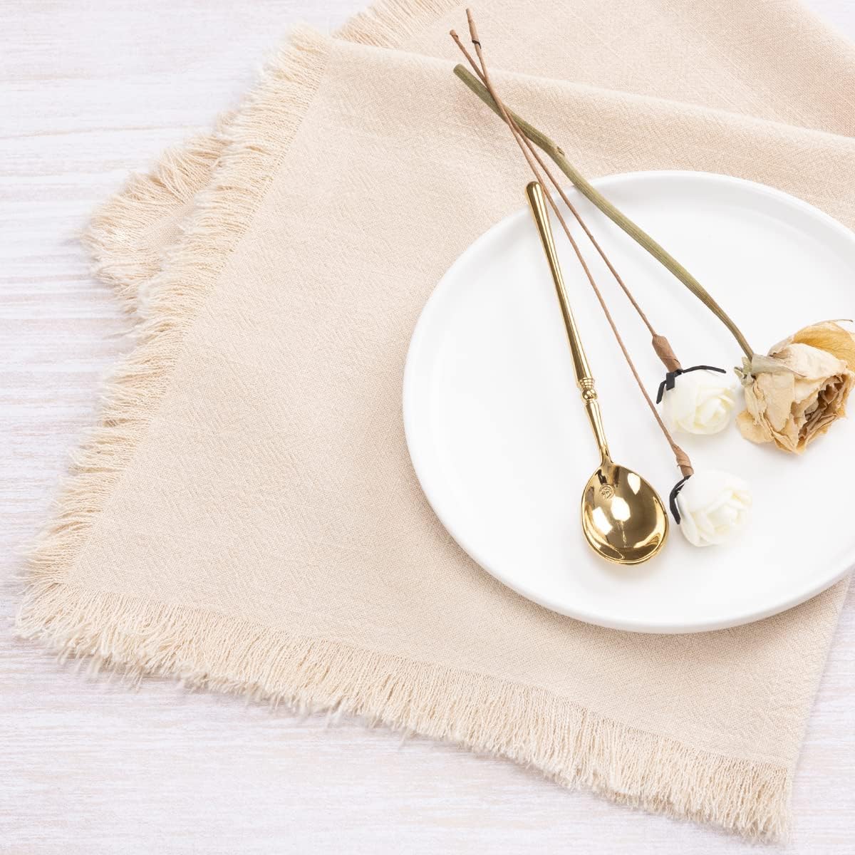 Socomi Servilletas de tela hechas a mano a granel de 18 x 18 pulgadas, servilletas de cena de lino y algodón, servilletas rústicas para boda,