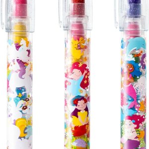 The Piggy Story Juego de 3 crayones borrables de colores en diseños de unicornio, sirena y hada, cada juego de crayones apilables incluye 5 colores The Piggy Story Juego de 3 crayones borrables de colores en diseños de unicornio, sirena y hada, cada juego de crayones apilables incluye 5 colores