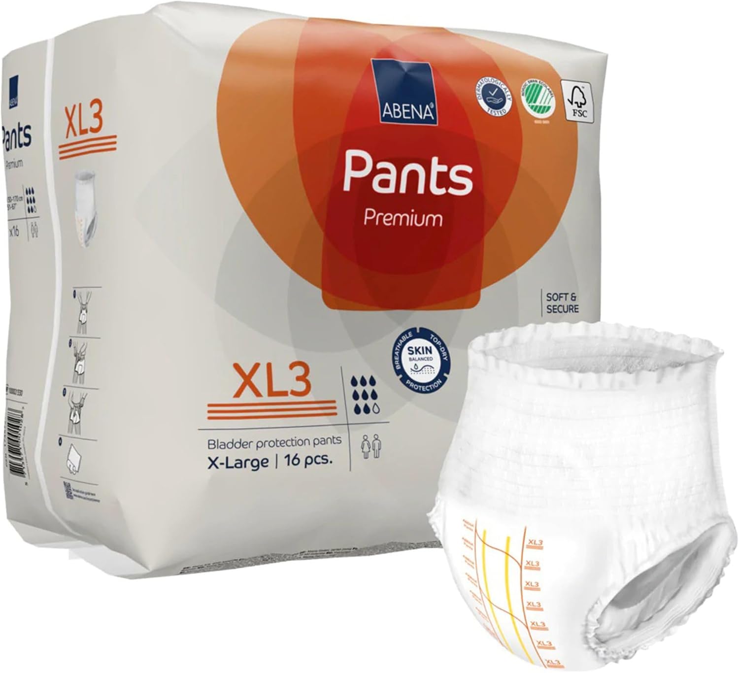 Abena Premium Pants XL3 – Ropa interior desechable con costuras rasgadas, XL, 1000021330, 192 unidades