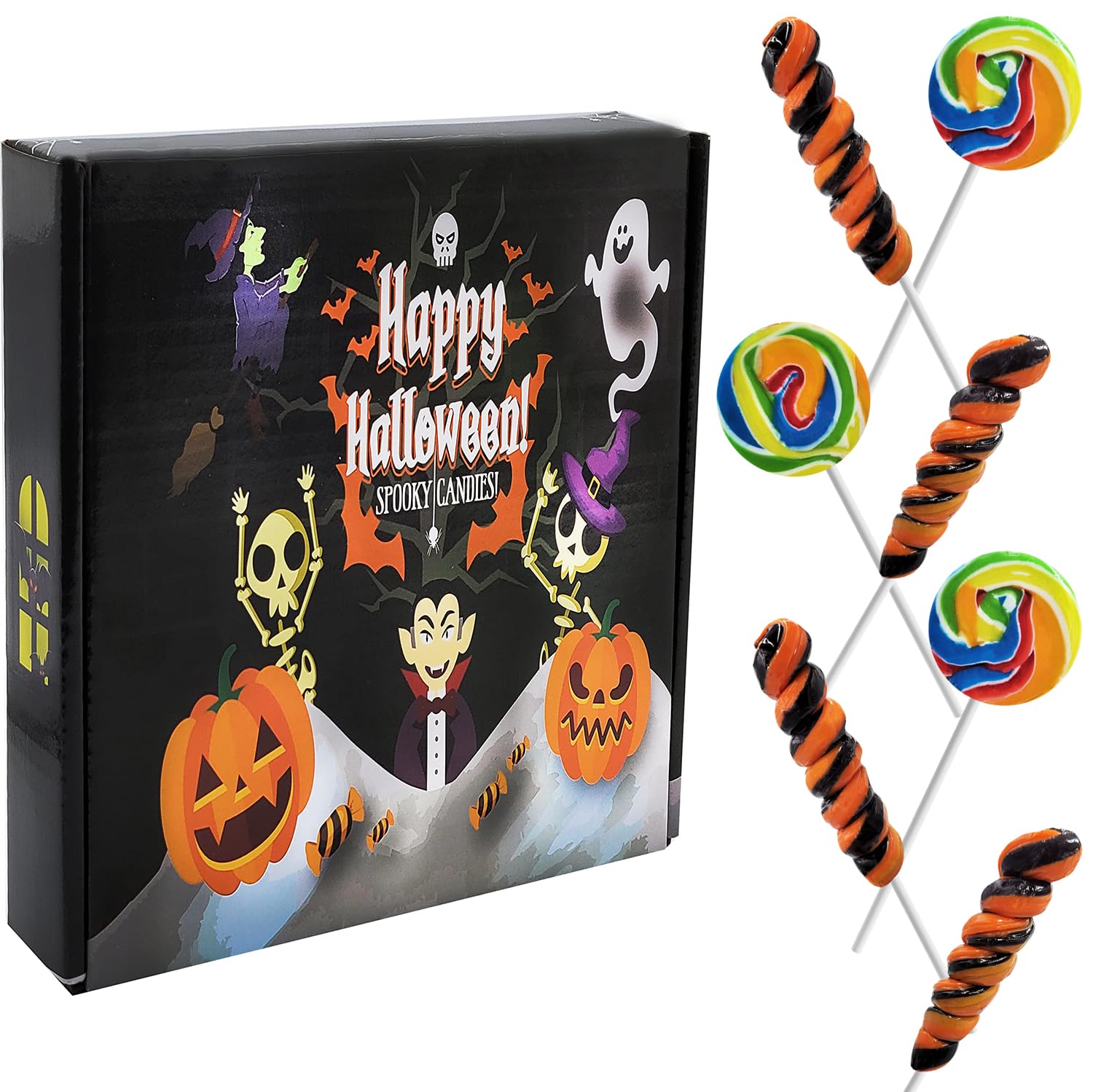 Fruidles Paleta variada de remolinos de Halloween, sabor a fruta mixta, envuelta individualmente (paquete de 12)