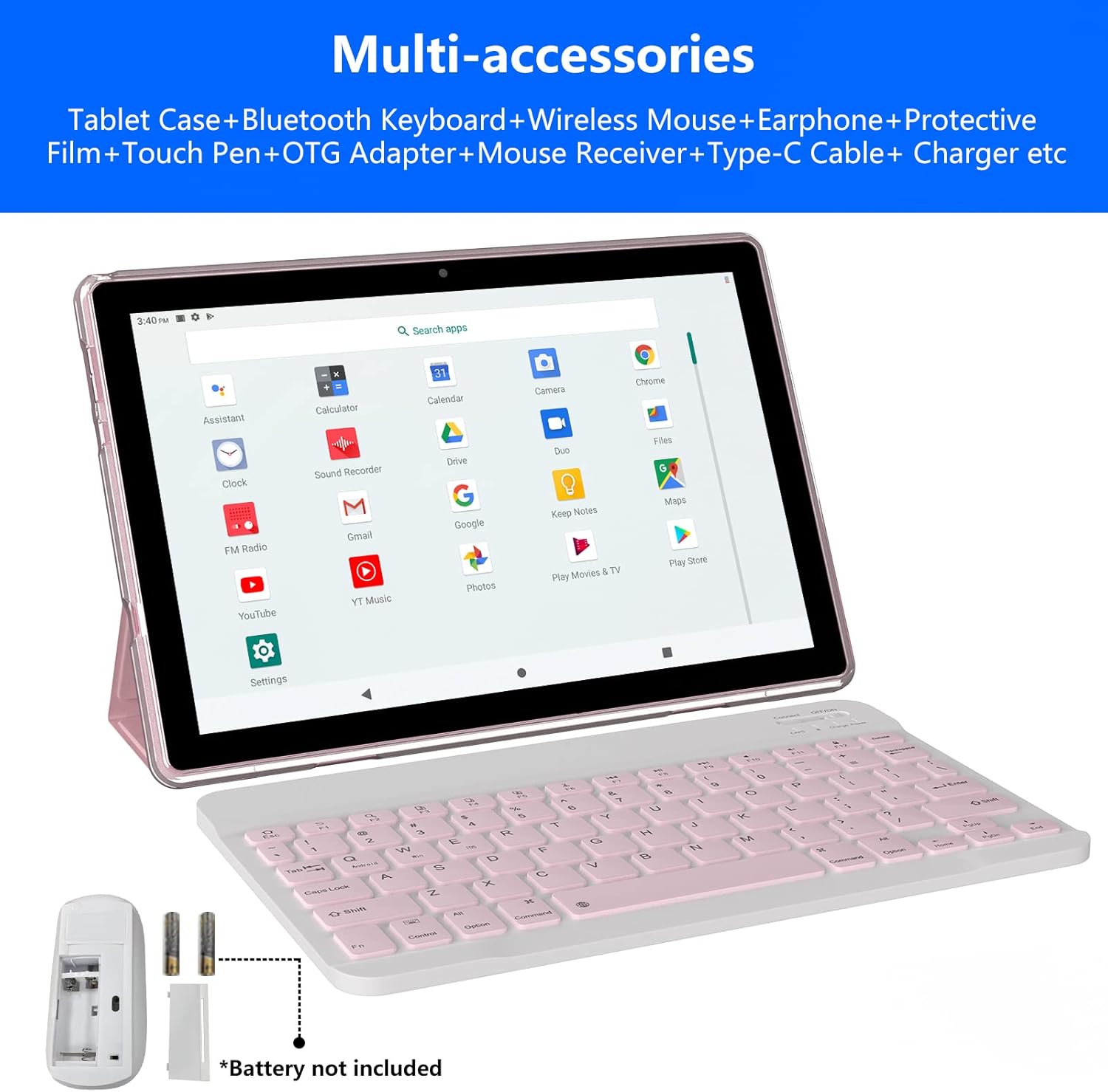 Tablets 2024 La tableta 2 en 1 con teclado, tableta de 10 pulgadas Android 11, 6GB+128GB512GB Expand, 2.4G5G Wi-Fi 6, 6000mAh, 1280 * 800 IPS,