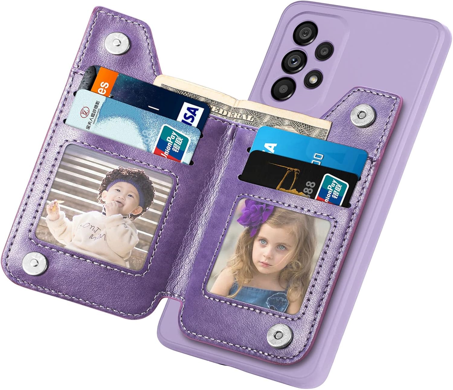Tncavo Funda tipo cartera para Samsung Galaxy A23 5G4G, piel sintética, con cierre de cremallera, tarjetero RFID, funda para teléfono para Samsung