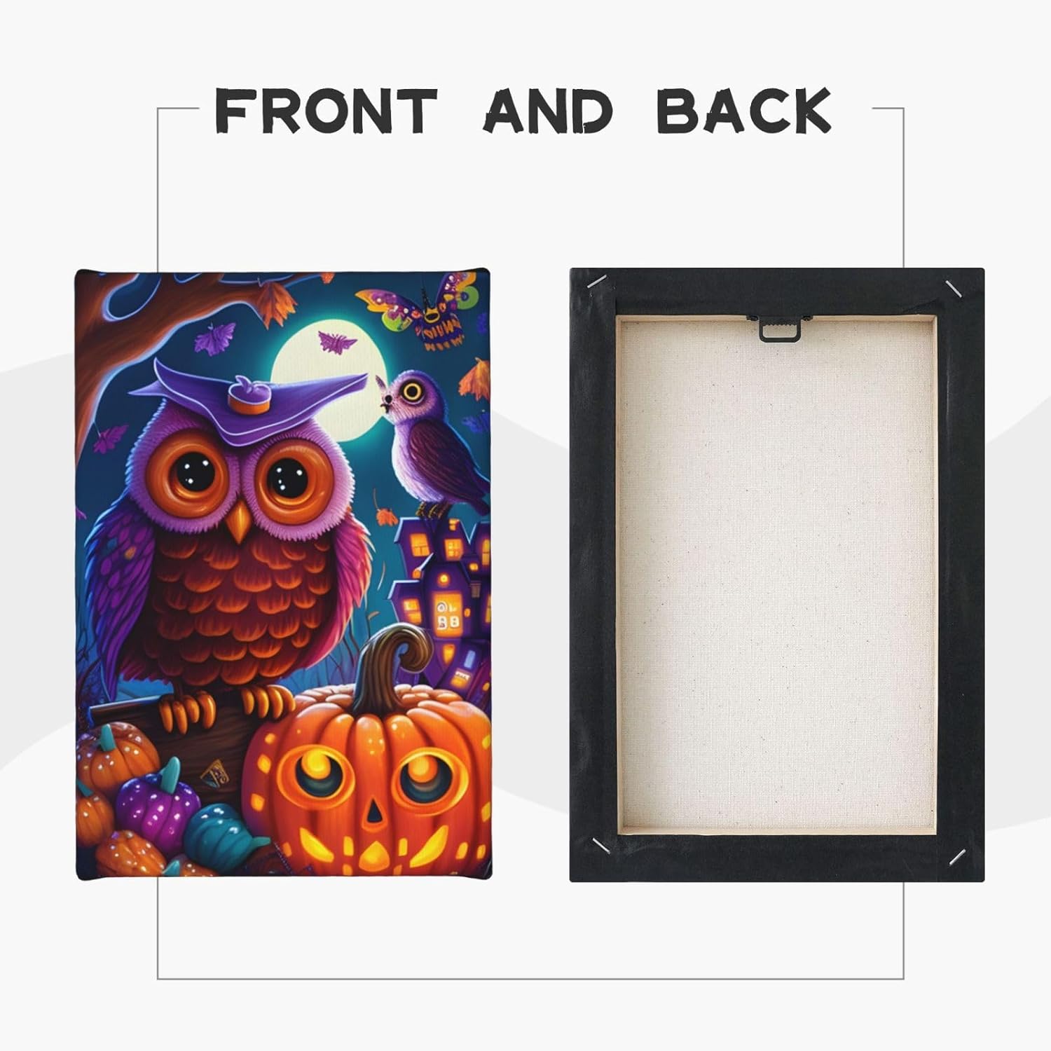 zuanart Lienzo de Halloween para pared, pintura de pared para sala de estar, dormitorio, decoración del hogar, fiesta de Halloween, búho,
