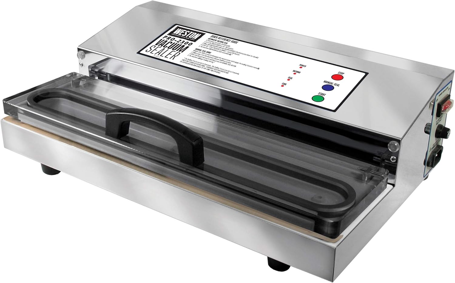 Weston Pro-2300 – Sellador al vacío de acero inoxidable y bolsas de alimentos Weston de 8 por 12 pulgadas, paquete de 100 unidades