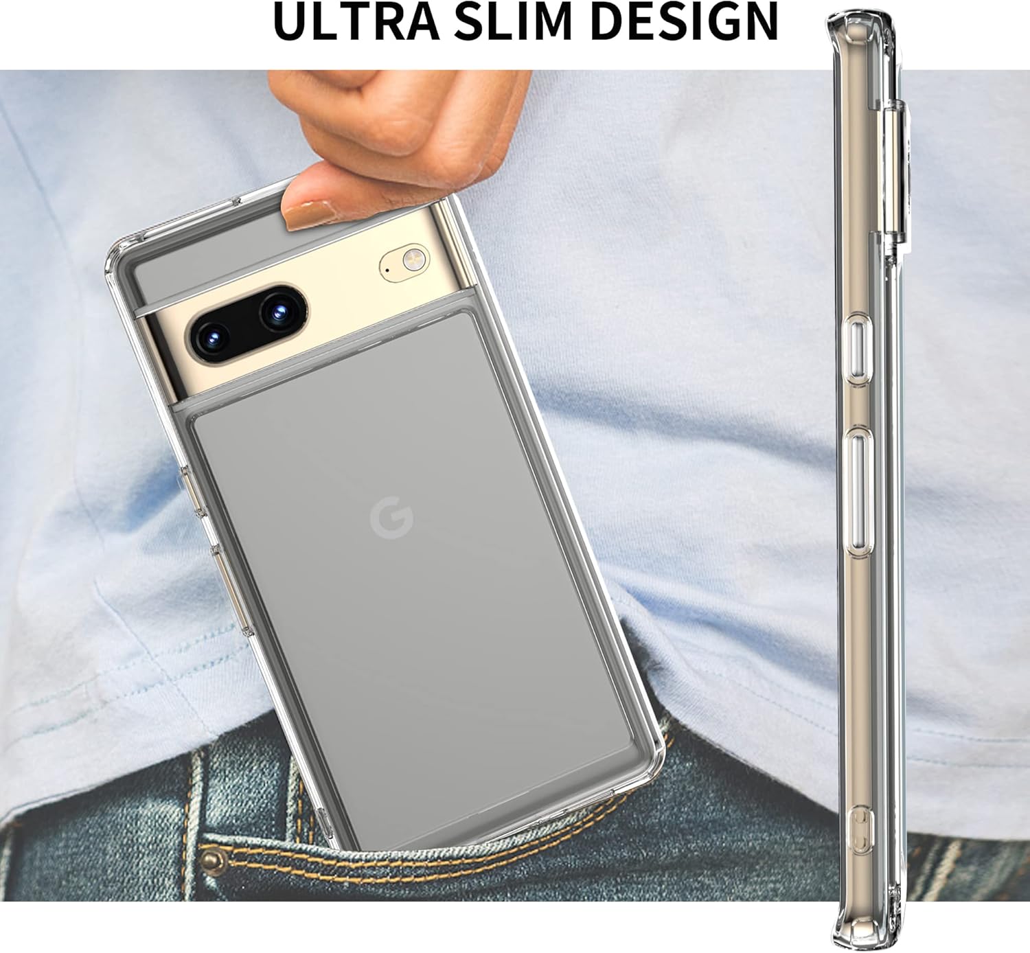 Funda diseñada para Google Pixel 7, funda para Google Pixel 7 con protector de pantalla de vidrio templado, compatible con carga inalámbrica,