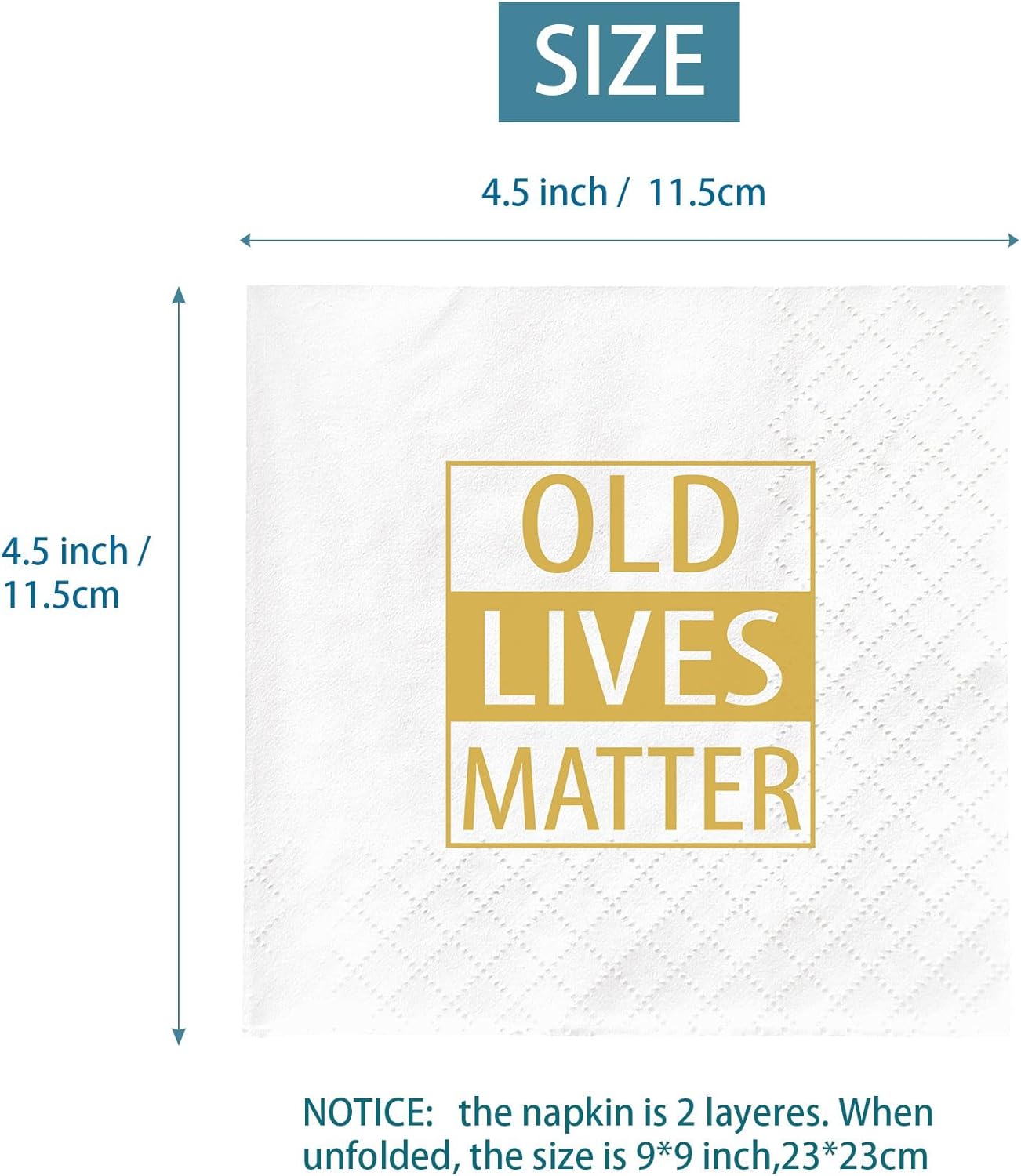 100 servilletas Old Lives Matter, regalos divertidos de jubilación o cumpleaños 40, 50, 60, 70, 80, decoraciones de fiesta para hombres, regalos