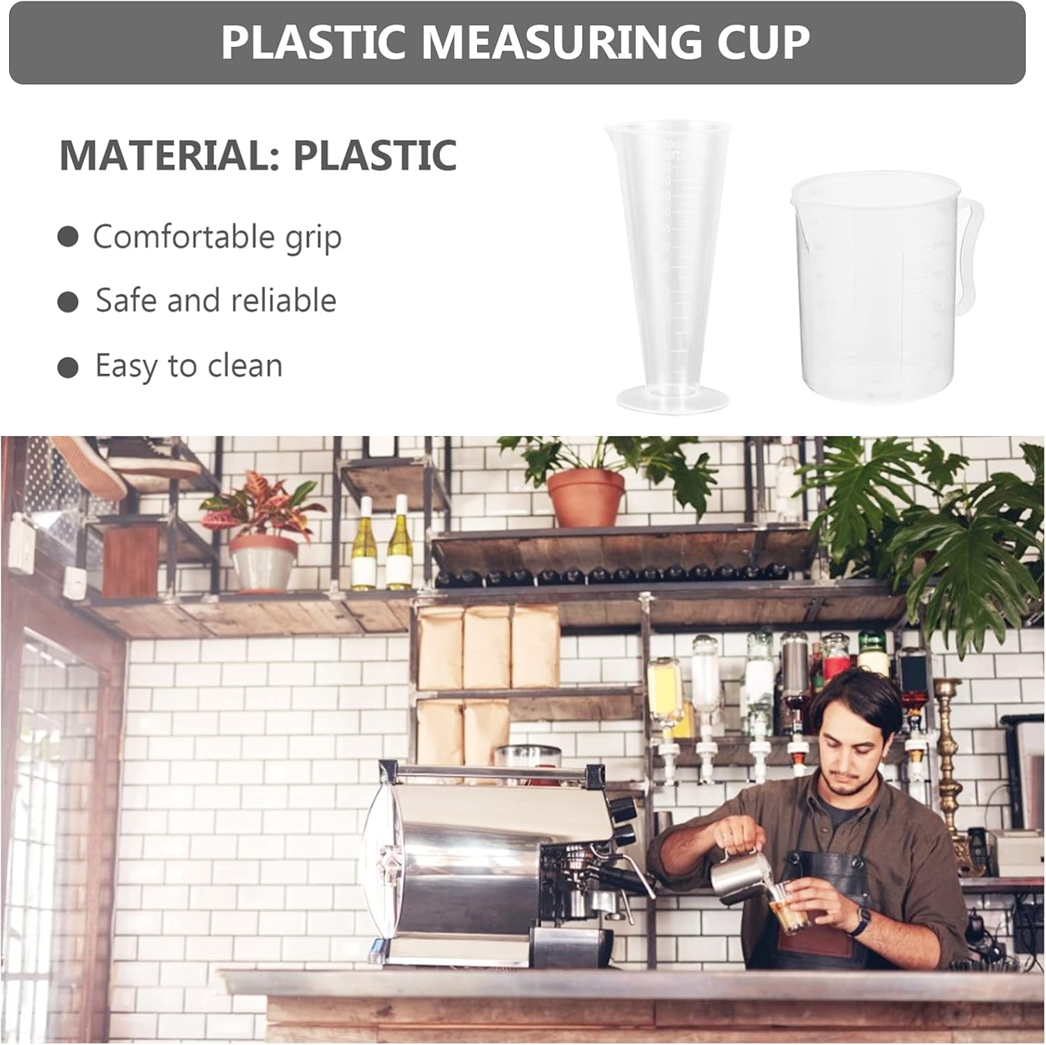 Baluue 12 tazas medidoras de plástico transparentes de 3.4fl oz y 8.5fl oz con báscula vaso graduado, taza de medición líquida, vaso de