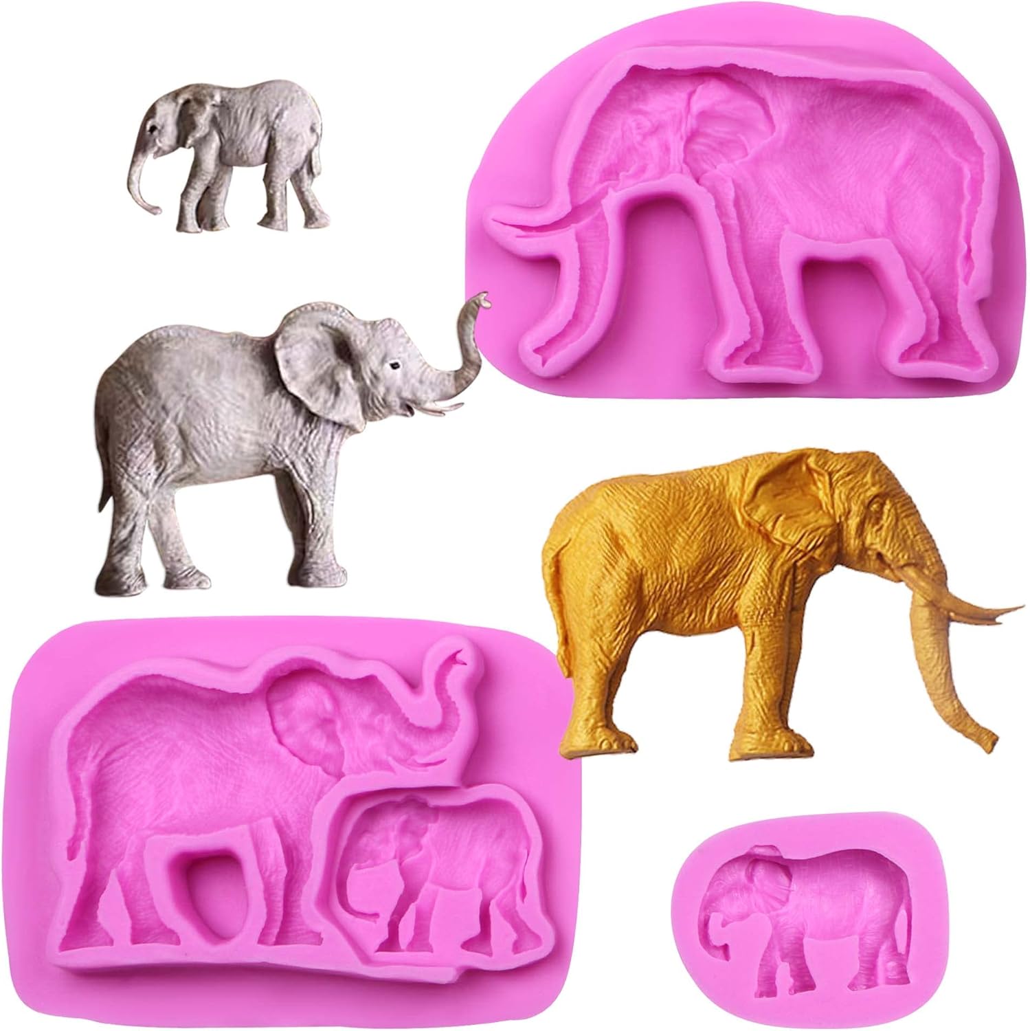 Moldes de silicona para fondant de elefante, moldes de chocolate con animales para decoración de pasteles de baby shower, decoración de cupcakes,