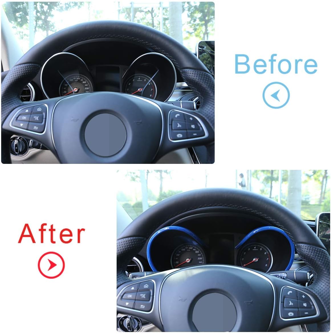 YIWANG ABS plástico tablero monitor borde marco ajuste 1 unid para Mercedes Benz GLC X253 C Clase W205 2015-2019 Auto Accesorios (azul)