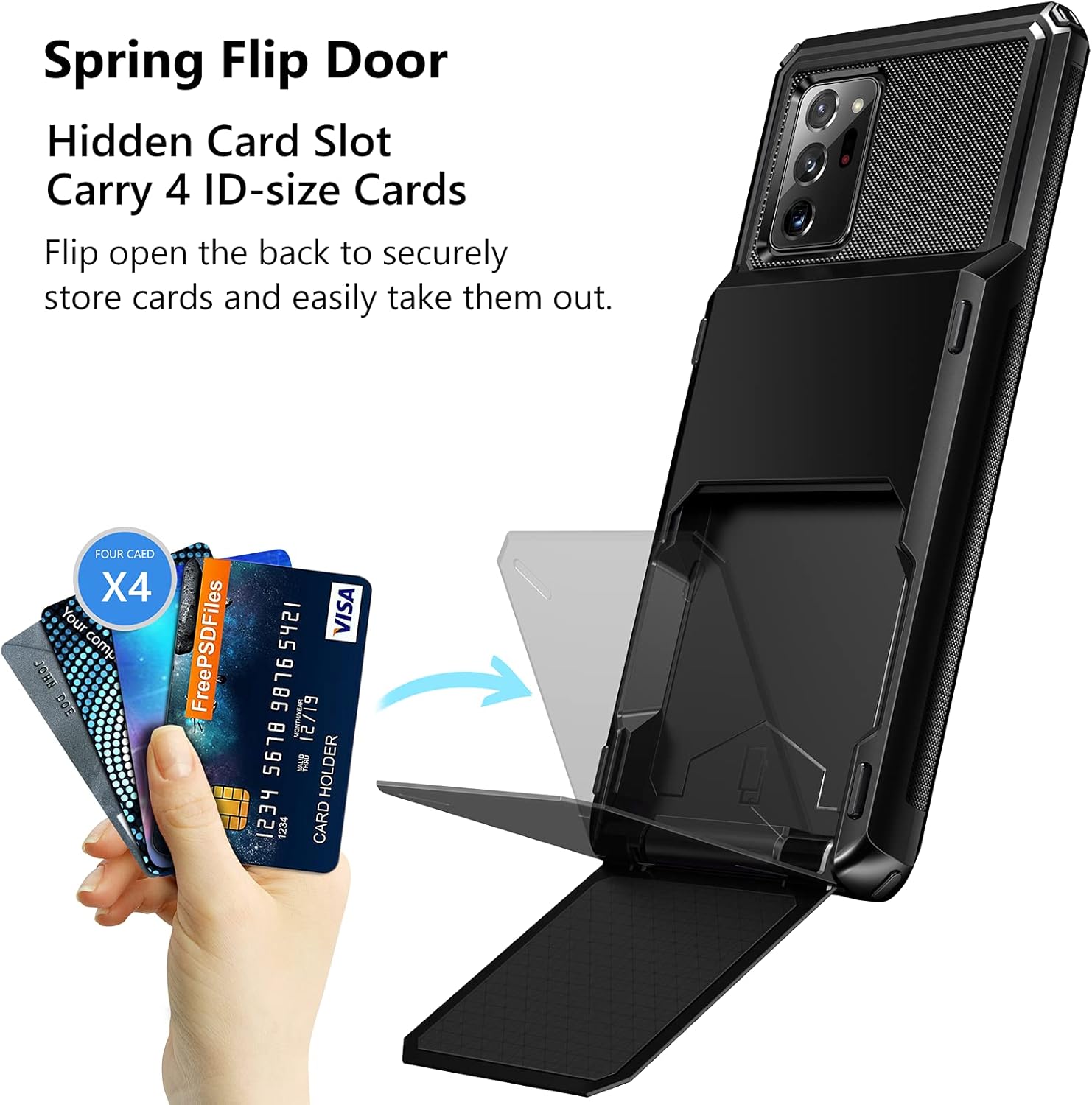 Vofolen Funda para Galaxy Note 20 Ultra Tarjetero Cartera 4-Card Flip Cover Ranura de Crédito Bolsillo Trasero Hombres Doble Capa Protectora Hybrid
