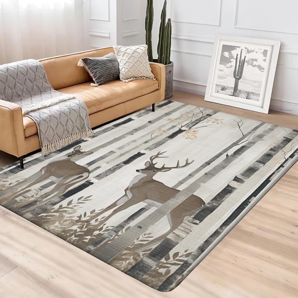 Alfombra con estampado de camuflaje de ciervos de animales, alfombra de ciervo para sala de estar, alfombra de ciervo para dormitorio, alfombra de