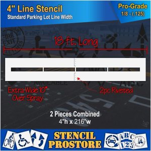 Plantillas de pavimento  4 pulgadas  Plantilla de línea recta  4 x 216 x 18 pulgadas (128 mil)  Grado profesional  (extra largas de 18 pies con área Plantillas de pavimento  4 pulgadas  Plantilla de línea recta  4 x 216 x 18 pulgadas (128 mil)  Grado profesional  (extra largas de 18 pies con área