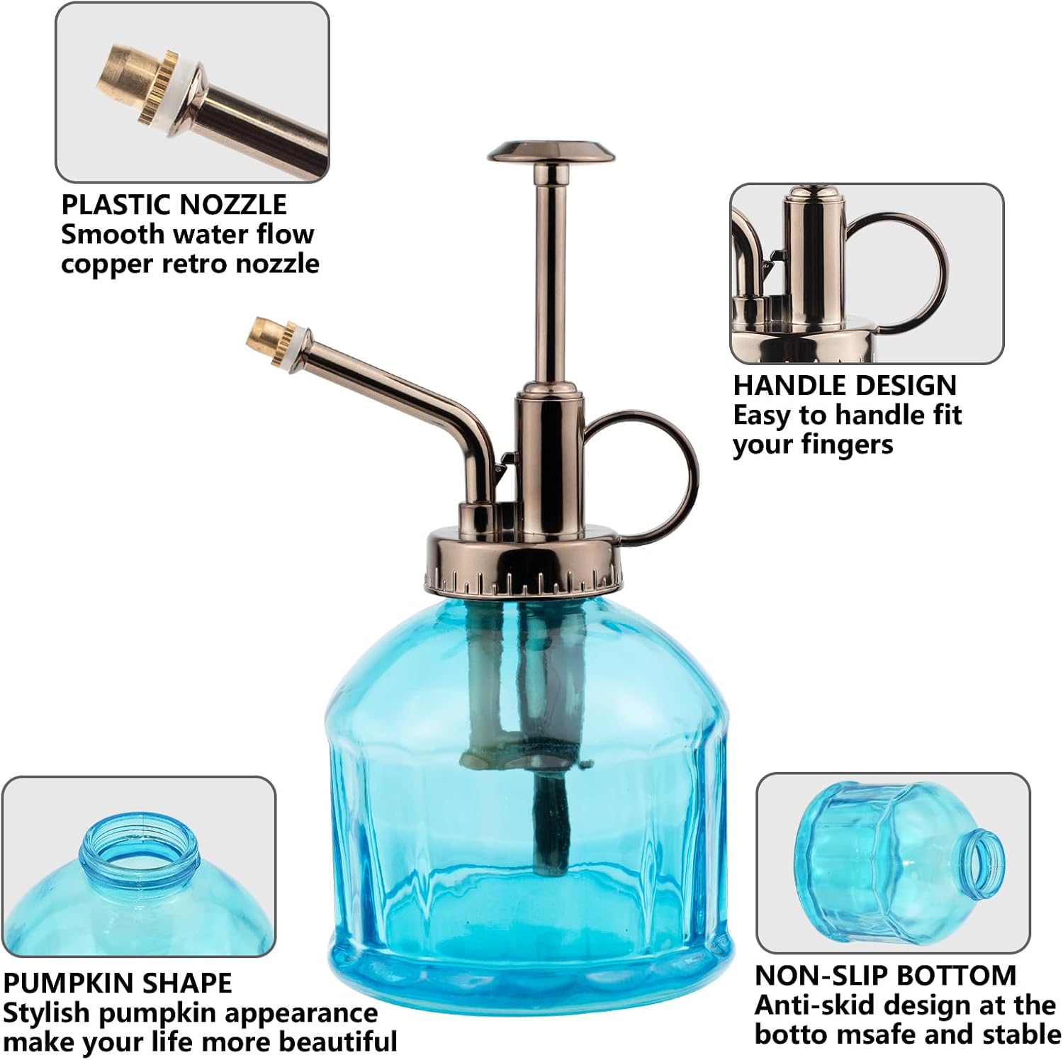 REFFU Plant Mister – Botella rociadora para plantas, rociador de plantas, botella de riego para suculentas con bomba superior para plantas de casa,