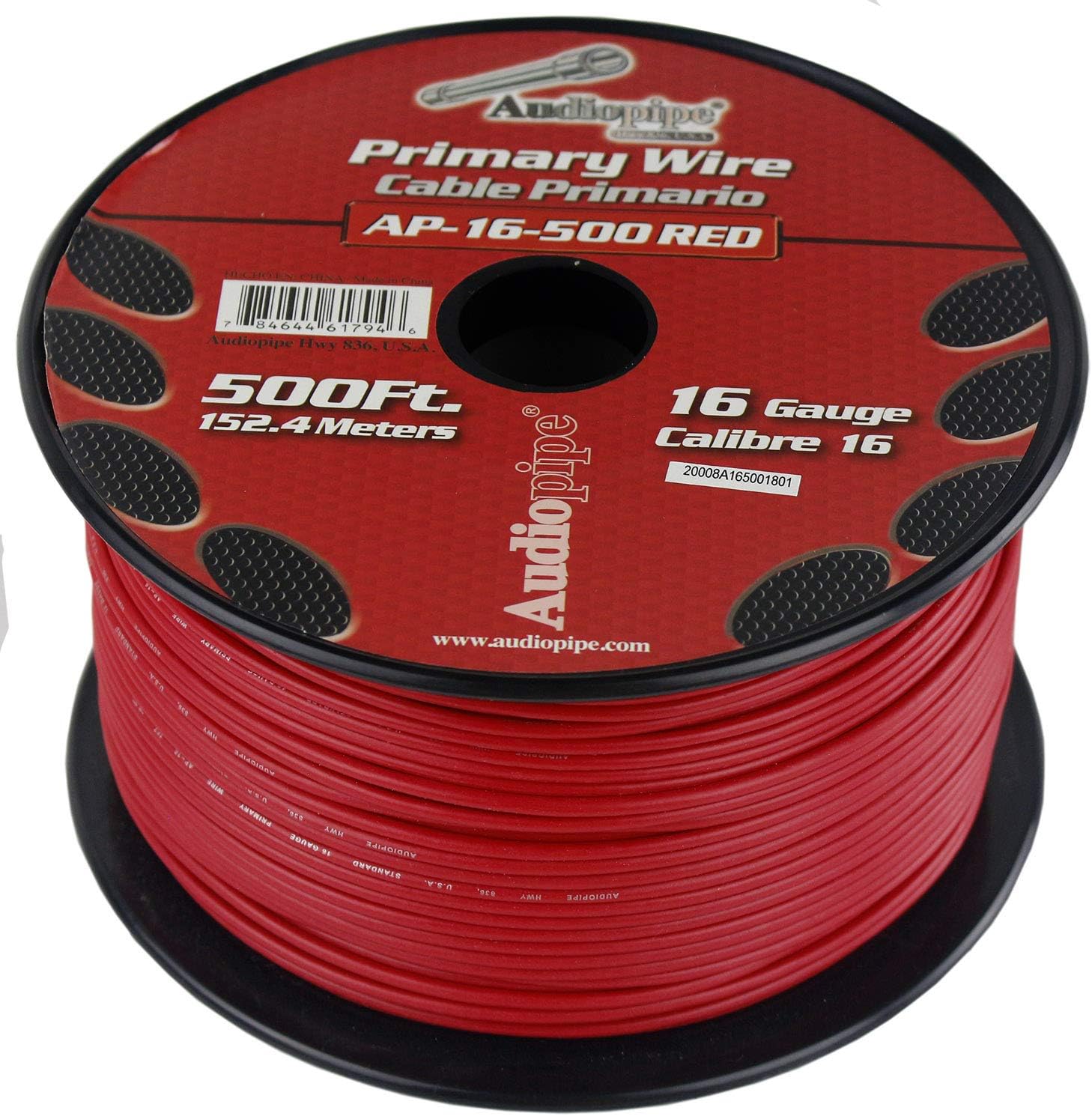 Cable primario remoto para el hogar de 16 GA 500 pies Red Audiopipe Car Audio Home