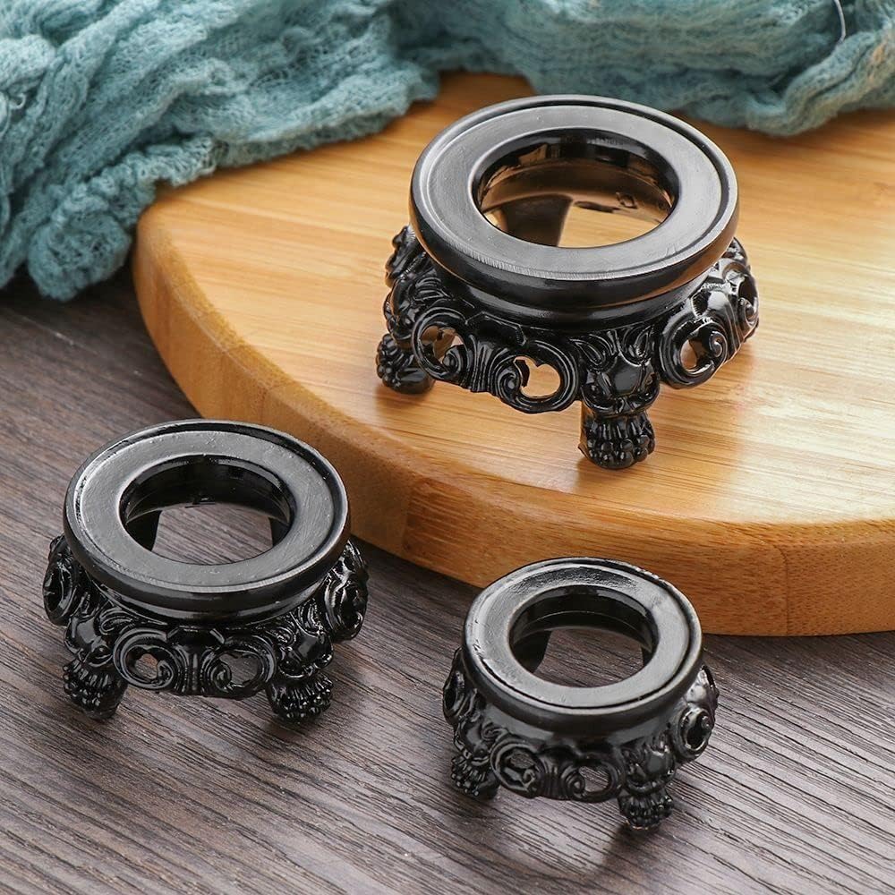 Pedestal de esfera de resina negra, soporte de globo de asiento fijo, soporte de exhibición decorativo hueco, adorno de escritorio con base de bola