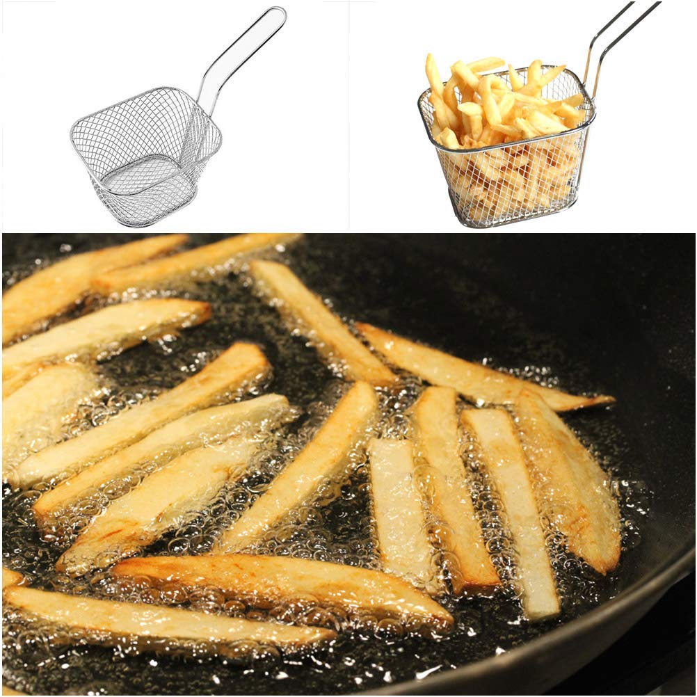 4 mini cestas cuadradas para papas fritas de 3.7 x 1.65 x 2 pulgadas, mesa Odowalker para servir papas fritas, cestas de papas fritas, escritorio,