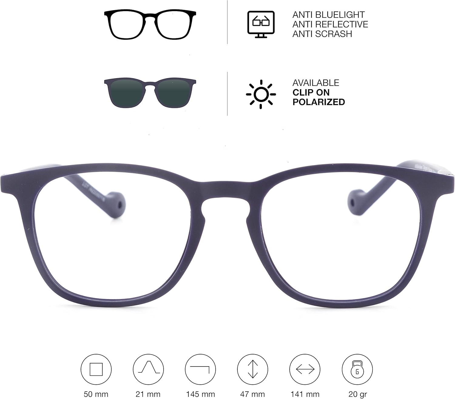 Lentes de lectura para la presbicia para hombre y mujer, anti luz azul, táctiles de goma, patillas flexibles y lentes antirreflectantes. Indigo +1.5