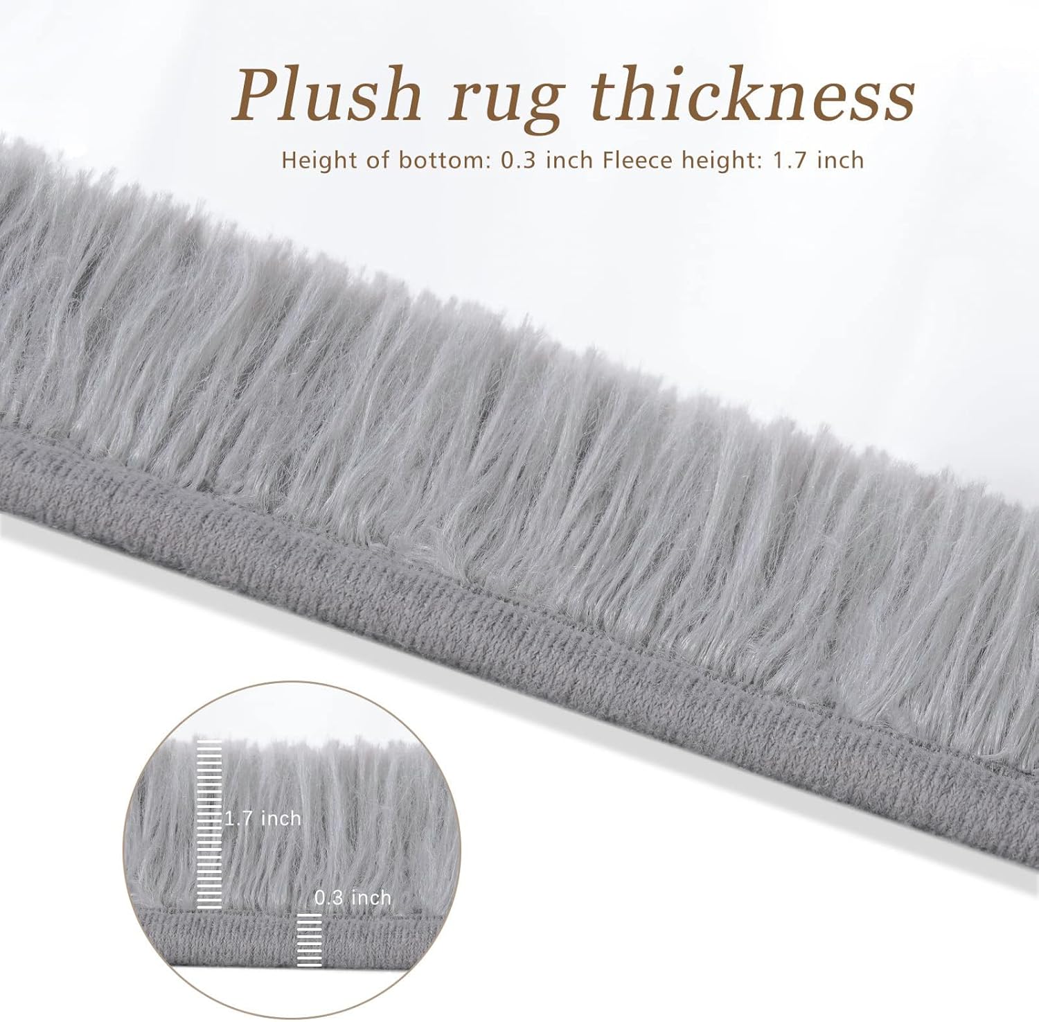 Alfombra suave de pelo largo para dormitorio, sala de estar, 4 x 6 pies, alfombra de felpa gris, alfombra gruesa y larga mullida para interiores,