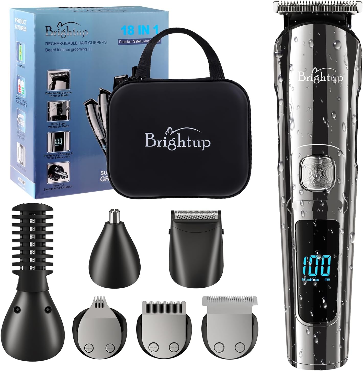 Brightup Recortadora de barba con estuche de almacenamiento, kit de recortar barba con cortapelos, maquinilla de afeitar eléctrica, bigote
