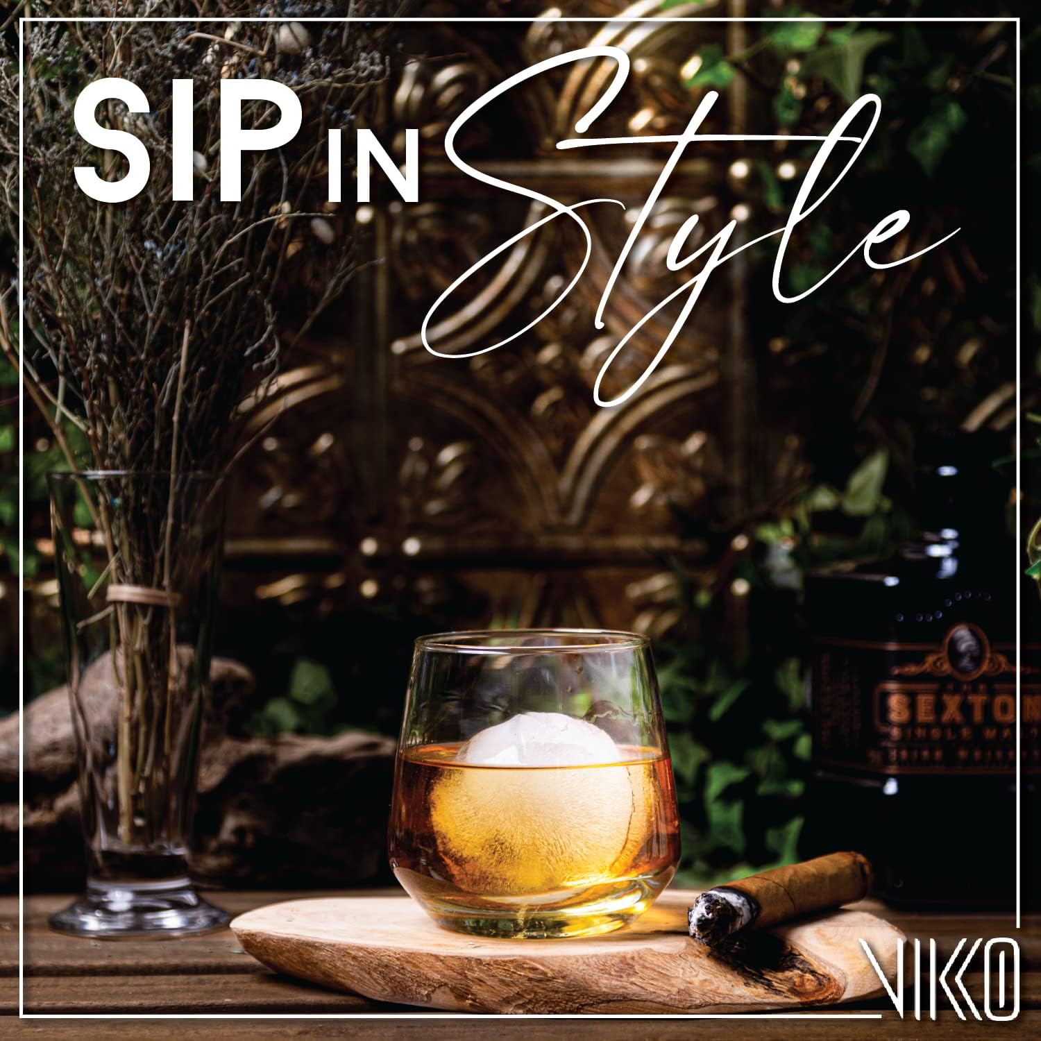 Vikko Juego de 4 vasos de whisky Old Fashioned de 11.75 onzas, vasos de whisky escocés de alta calidad, aptos para lavavajillas