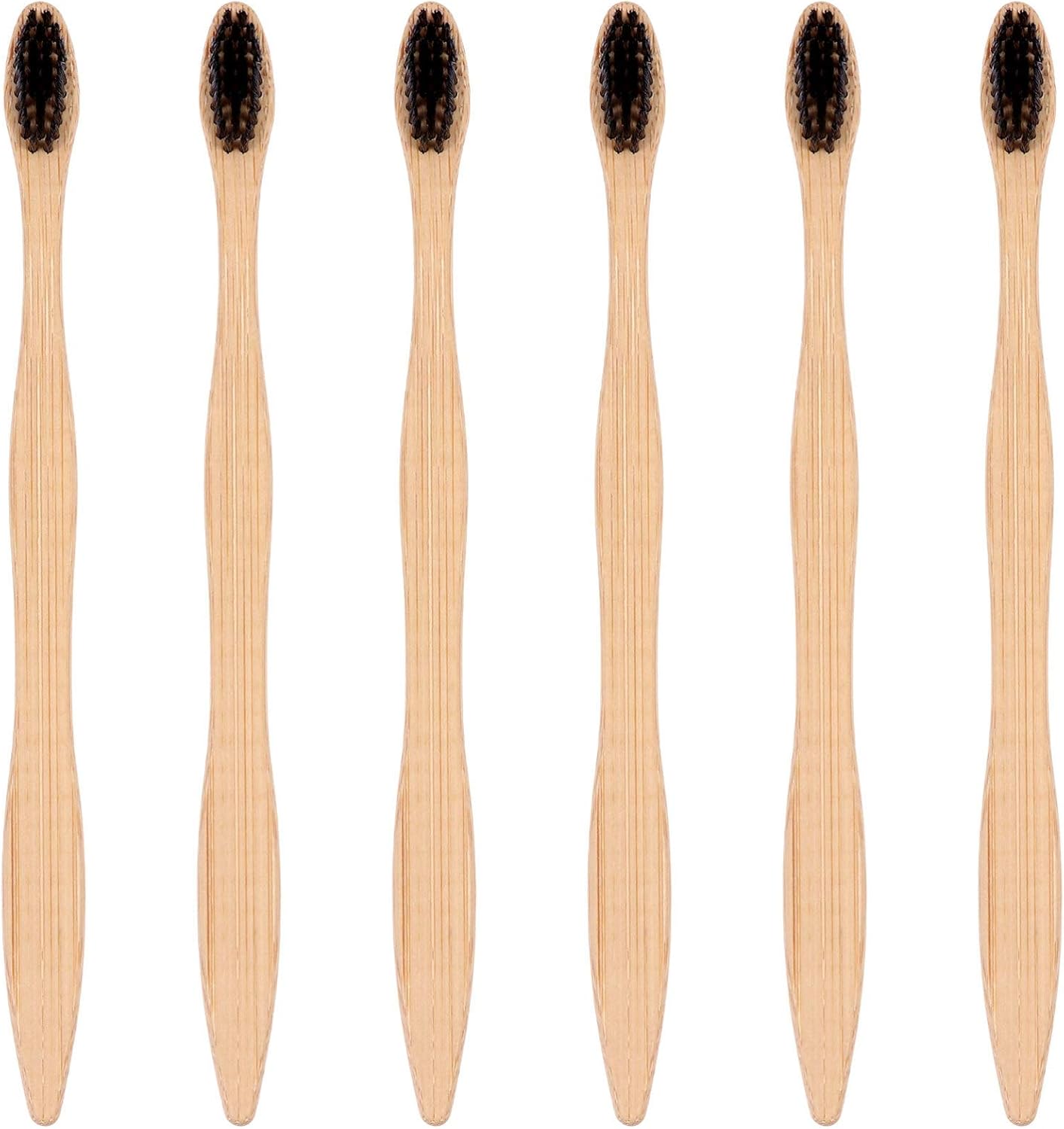Healifty Juego de cepillo de dientes de bambú 6pcs Cepillo de dientes Cepillo de dientes Cerdas naturales ecológicas