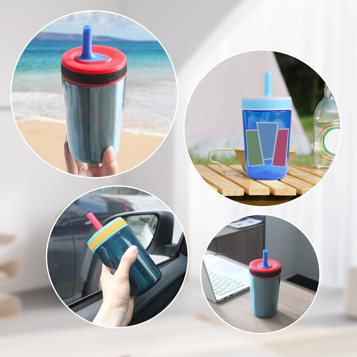 KLOWOAH Pajitas de repuesto compatibles con botella de agua Zak de 15 onzas, sin BPA y duradera, popote reutilizable con cepillo de limpieza (azul,