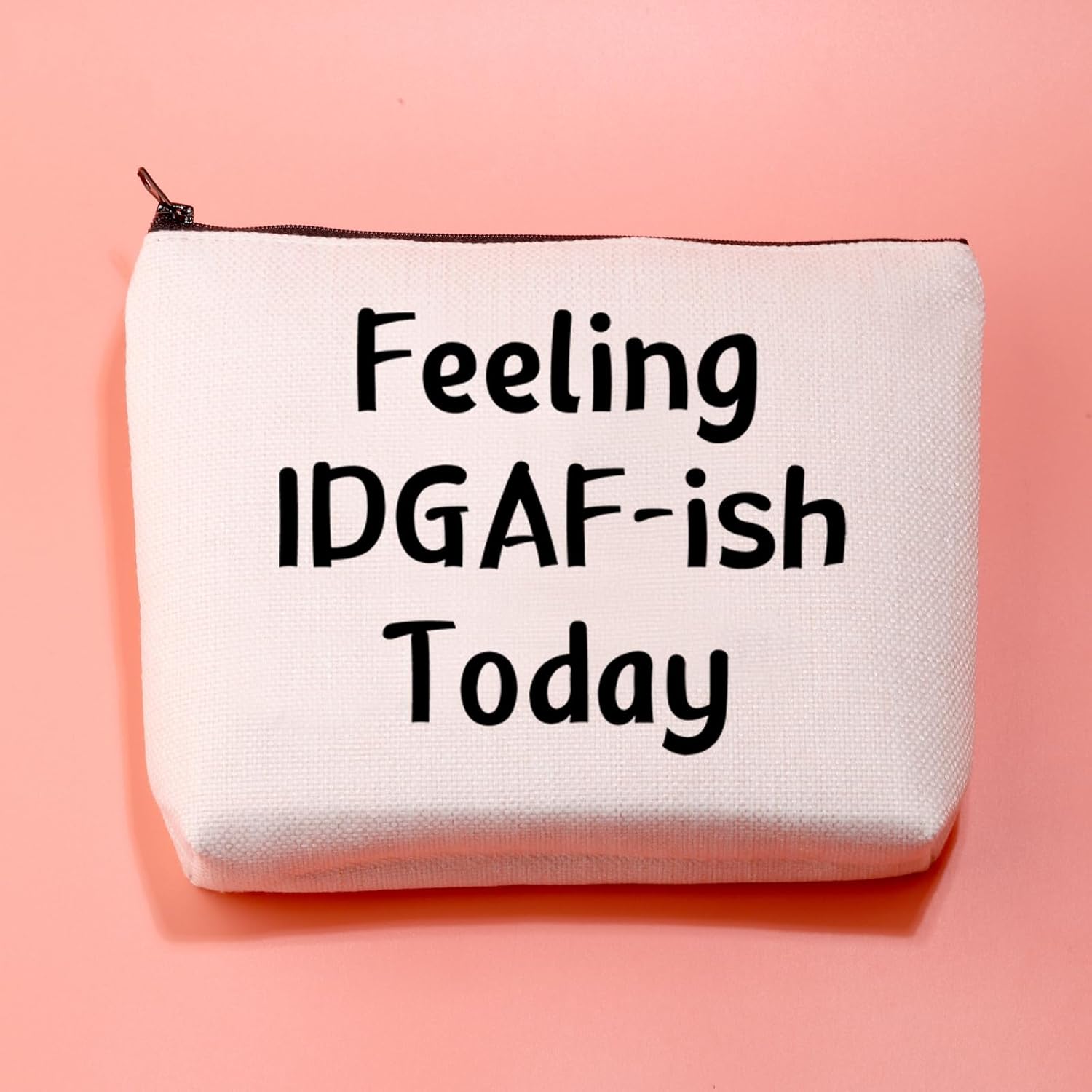 JXGZSO Feeling IDGAF-Ish Today – Bolsa de cosméticos sarcástica para maquillaje, bolsa de aseo divertida, regalo humorístico, Sentirse IDGAF-ish hoy