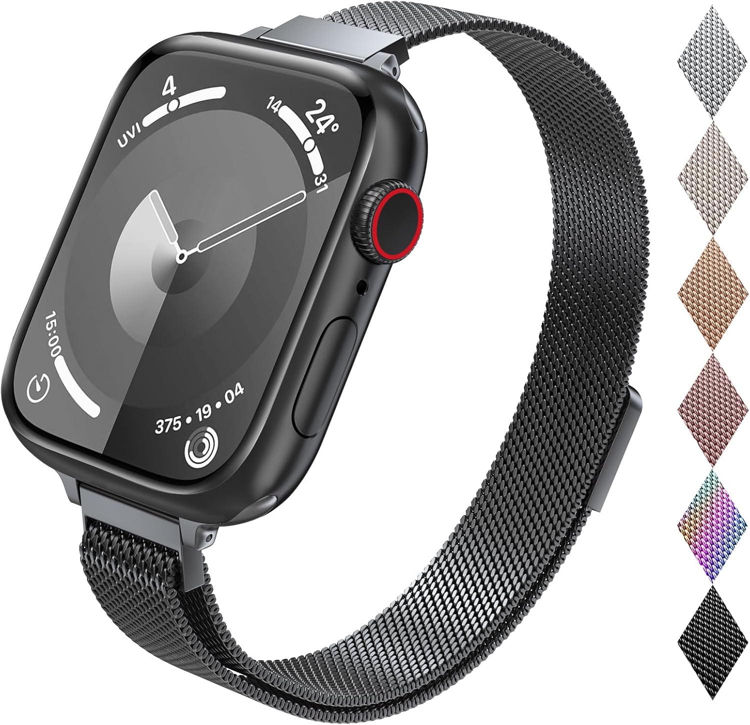 Correa de repuesto para Apple Watch Band de 1.49, 1.57, 1.65 y 1.73 pulgadas, acero inoxidable, cierre magnético, para mujer, para iWatch Series SE
