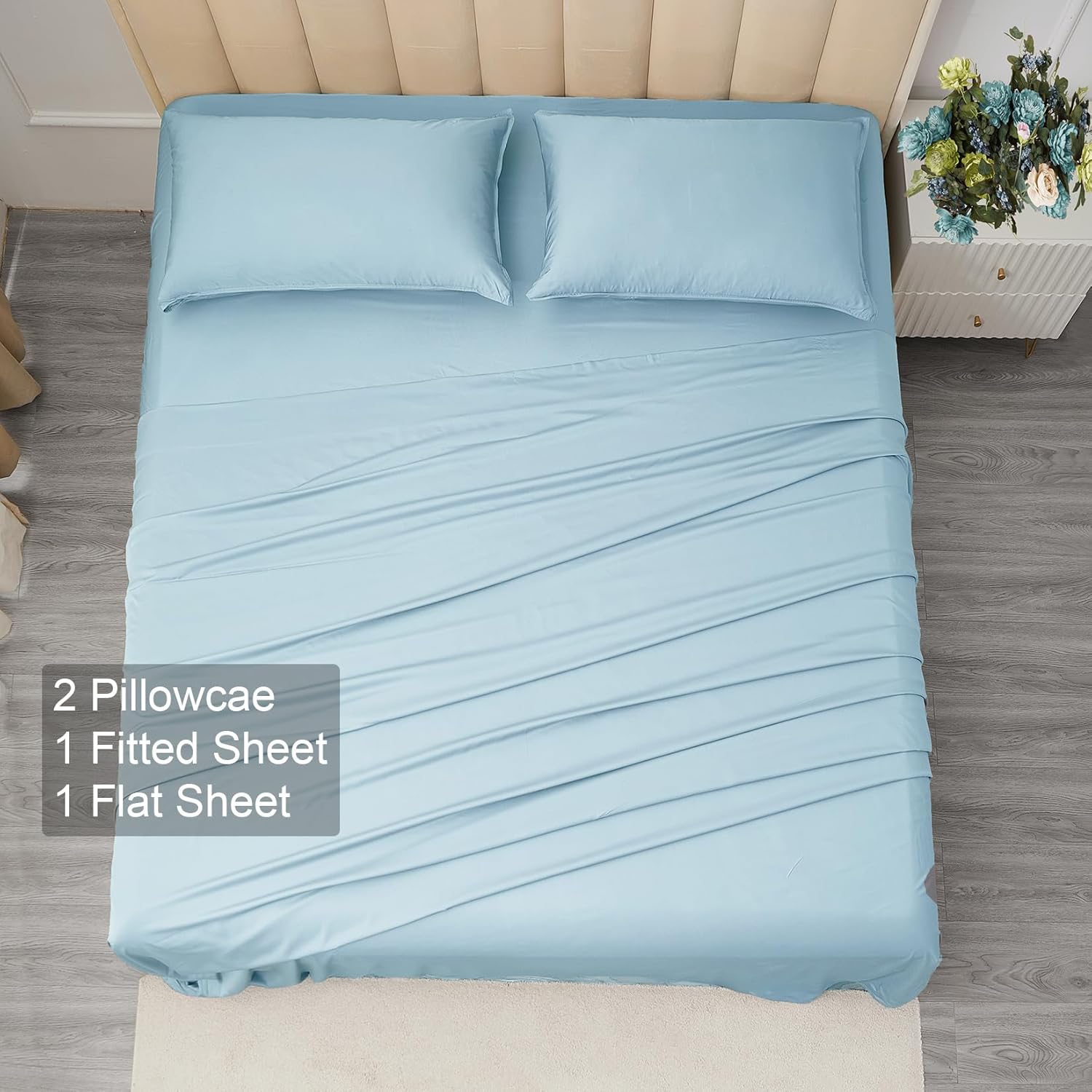 Juego de sábanas de rayón refrescante de 16 pulgadas de bolsillo profundo, transpirables y suaves como la seda, sábanas y fundas de almohada de