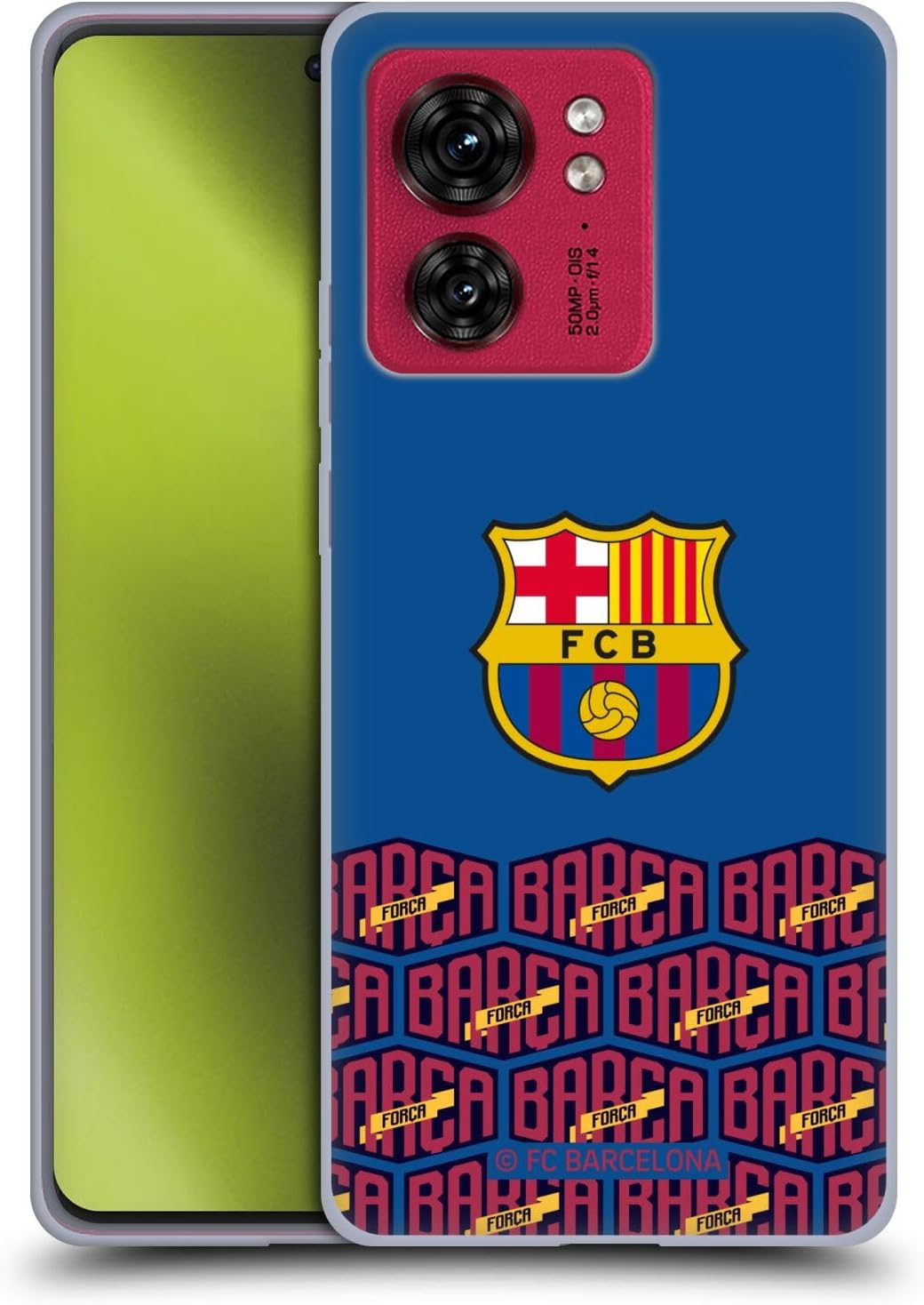 Head Case Designs Officially Licensed FC Barcelona Logo and Pattern Forca Barca Soft Gel Case Compatible with Motorola Moto Edge 40