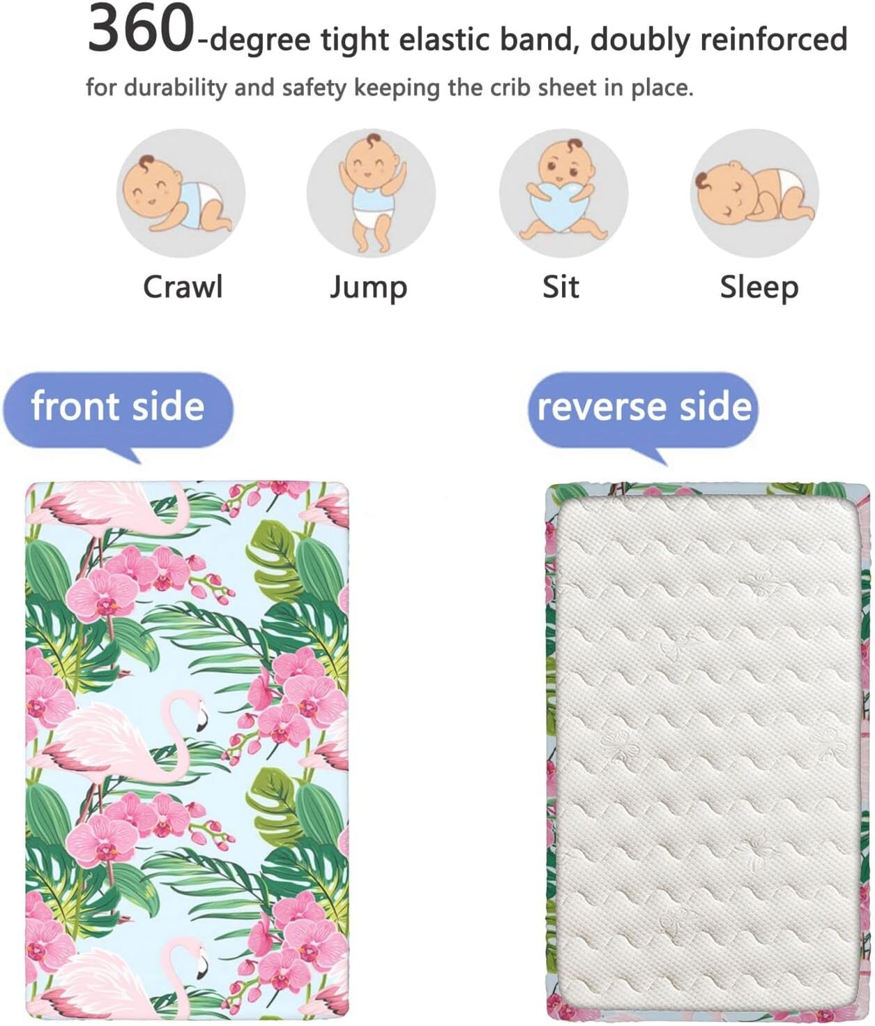 Sábana bajera ajustable para cuna con temática de flamenco, sábana bajera estándar para cuna, material ultra suave, ideal para habitación de niños o