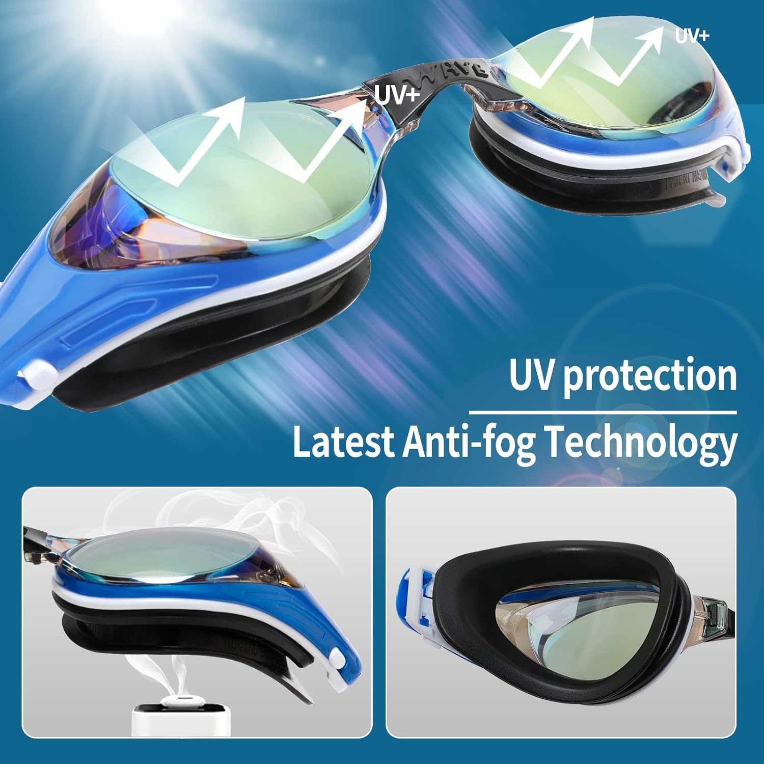 Gafas de natación miopes, gafas de natación ópticas miopes, sin fugas, antivaho y protección UV para adultos, hombres y mujeres
