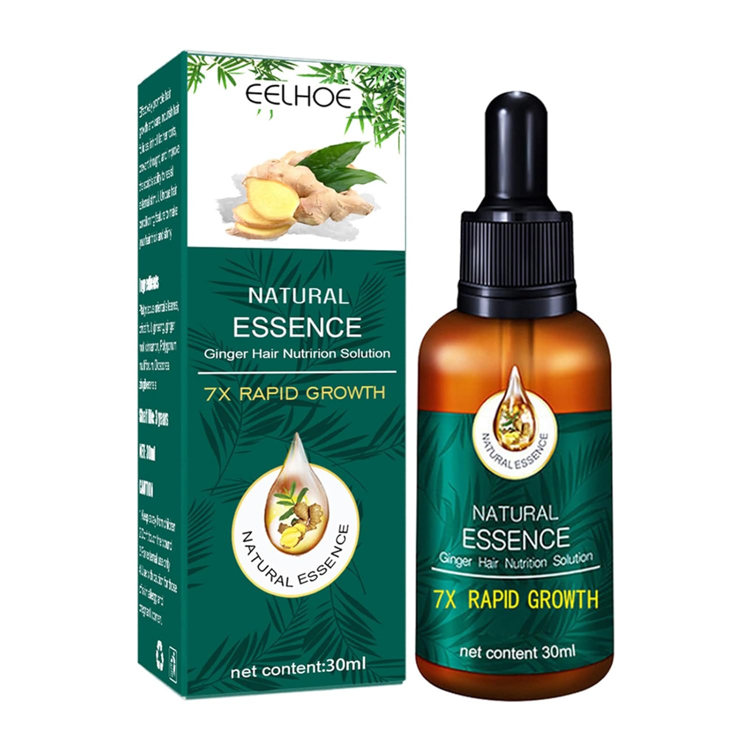 Natural Essence – Solución nutricional para el cabello de jengibre, suero de crecimiento del cabello líquido para pérdida de cabello con esencia de