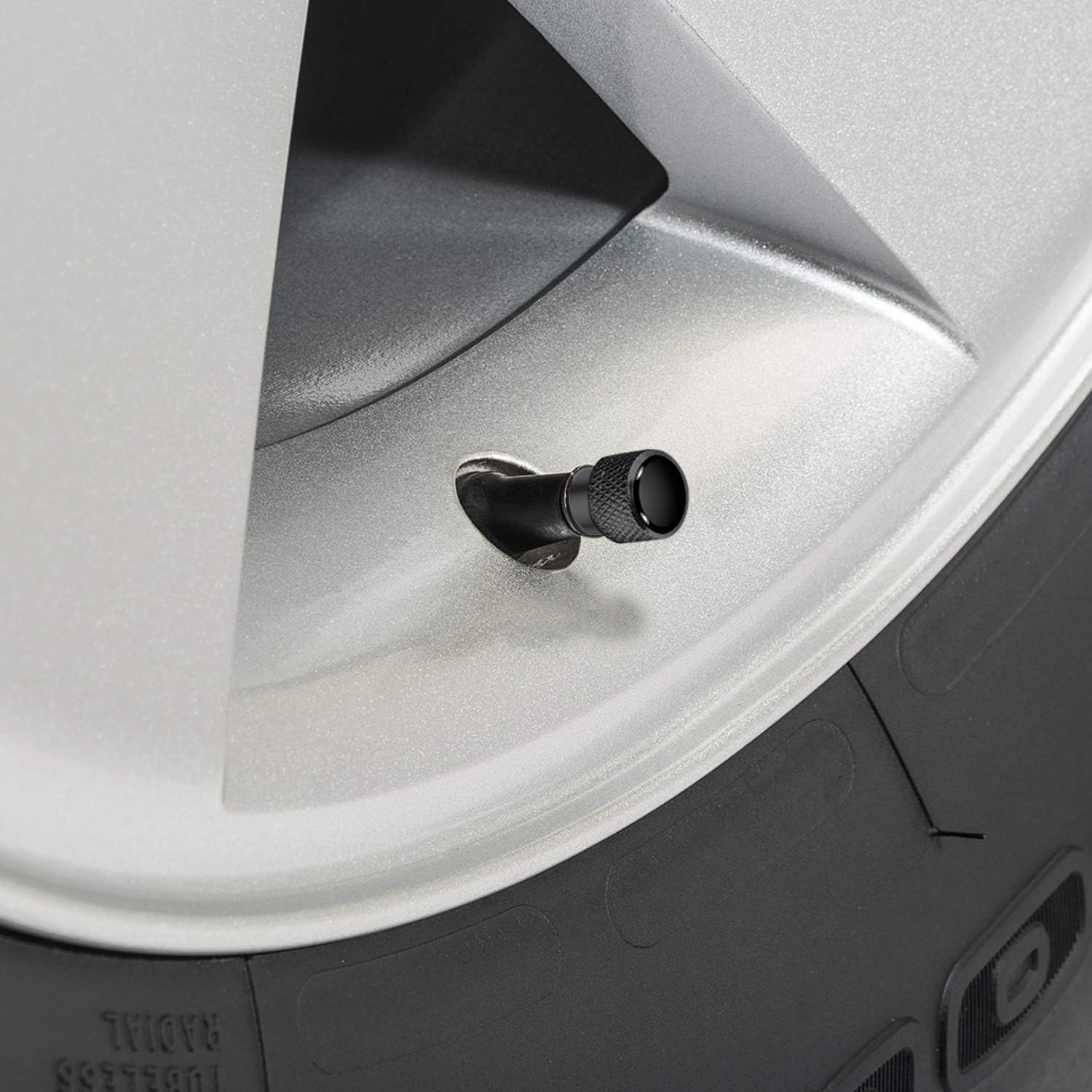 iPick Image Para Dodge RT Logo en negro sobre negro aluminio tapas de vástago de válvula de neumático