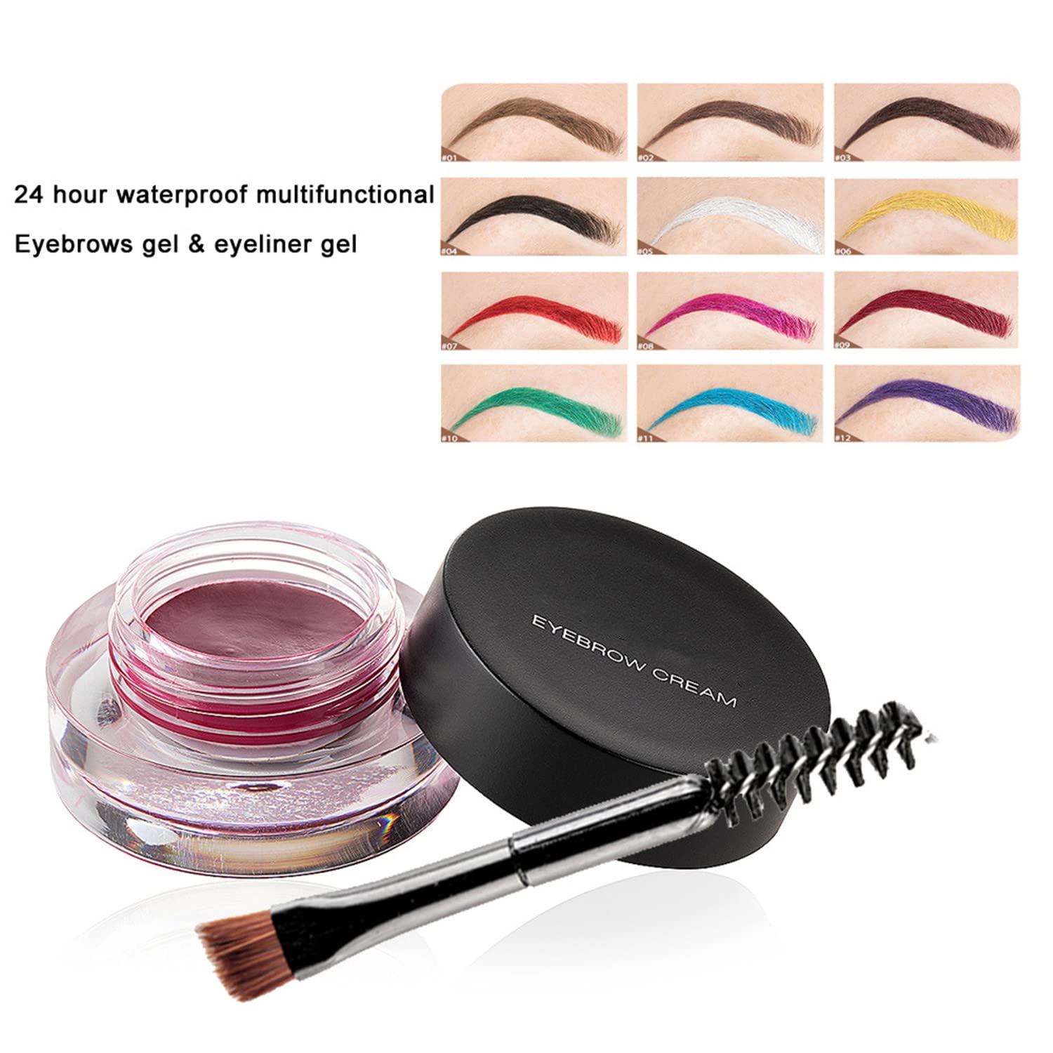 Crema de cejas de 12 colores, gel de pomada de cejas suave de larga duración, impermeable, delineador de ojos, maquillaje para cejas cosméticos con