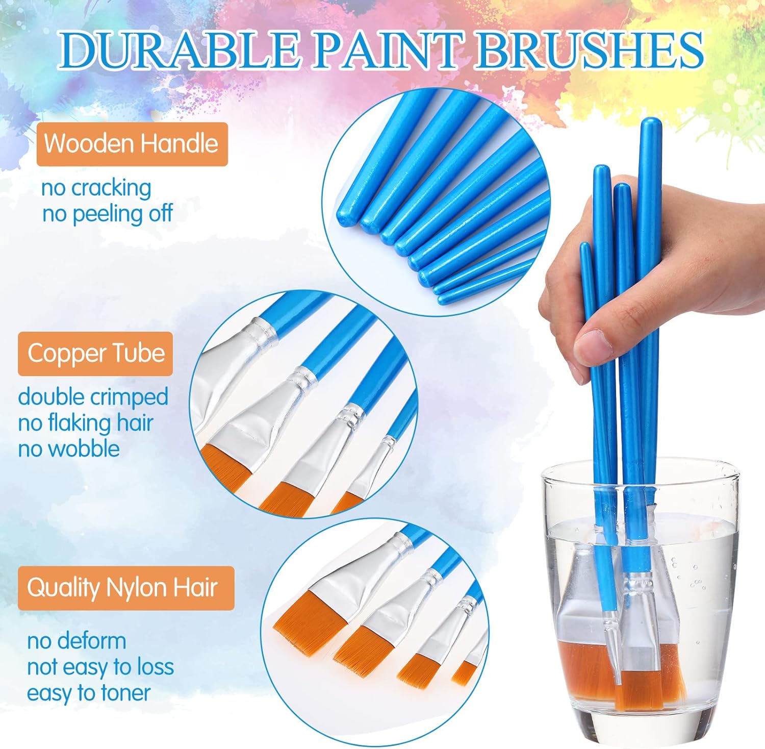 60 pinceles planos a granel, pinceles de pintura acrílica anchos, pinceles de pintura para artista, pintura al óleo, acuarela, pintura artística