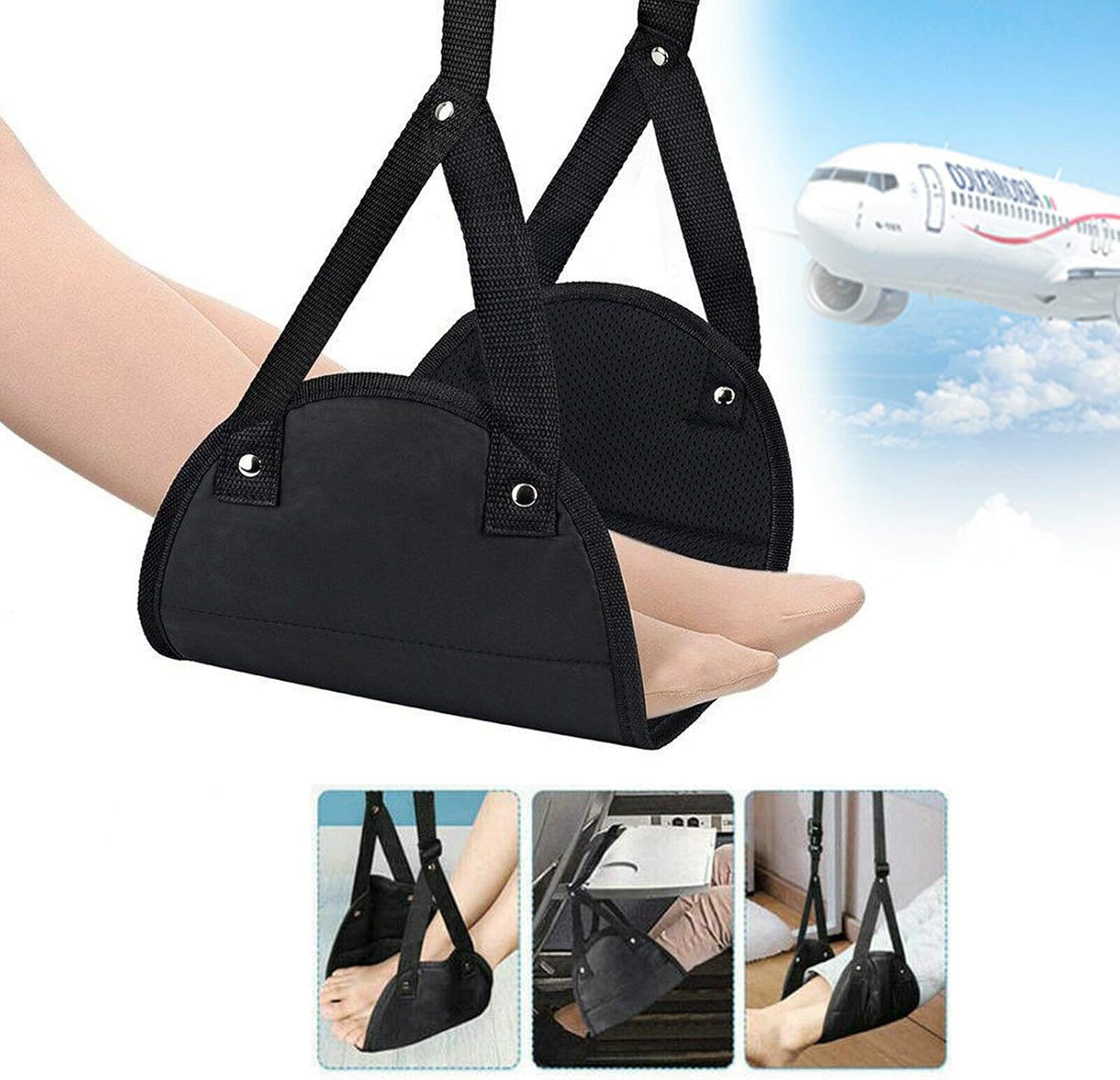 Hamaca para reposapiés de avión, accesorios de viaje portátiles que evitan la hinchazón y el dolor. El transporte de vuelo proporciona relajación y