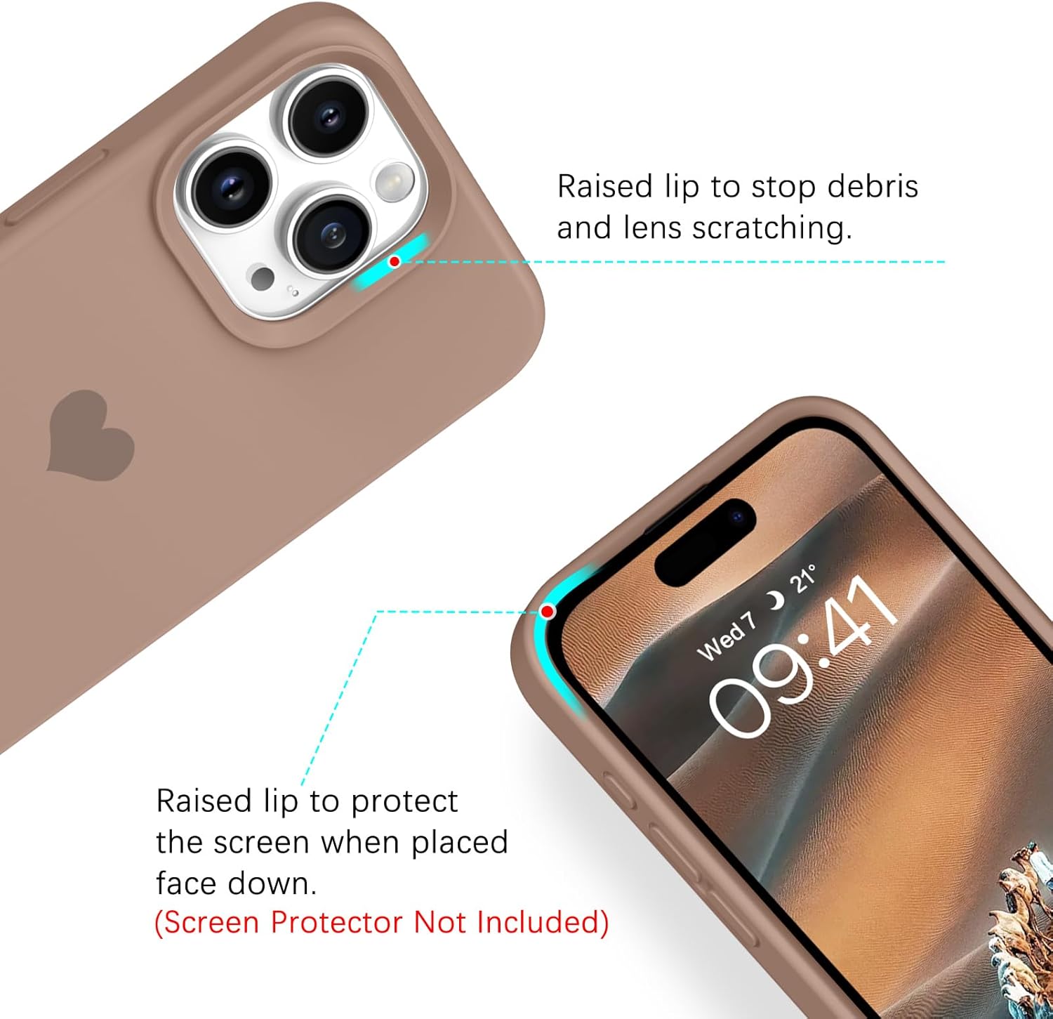 BENTOBEN Funda de teléfono compatible con iPhone 15 Pro Max de 6.7 pulgadas, diseño de corazón lindo de silicona, goma de gel suave, a prueba de