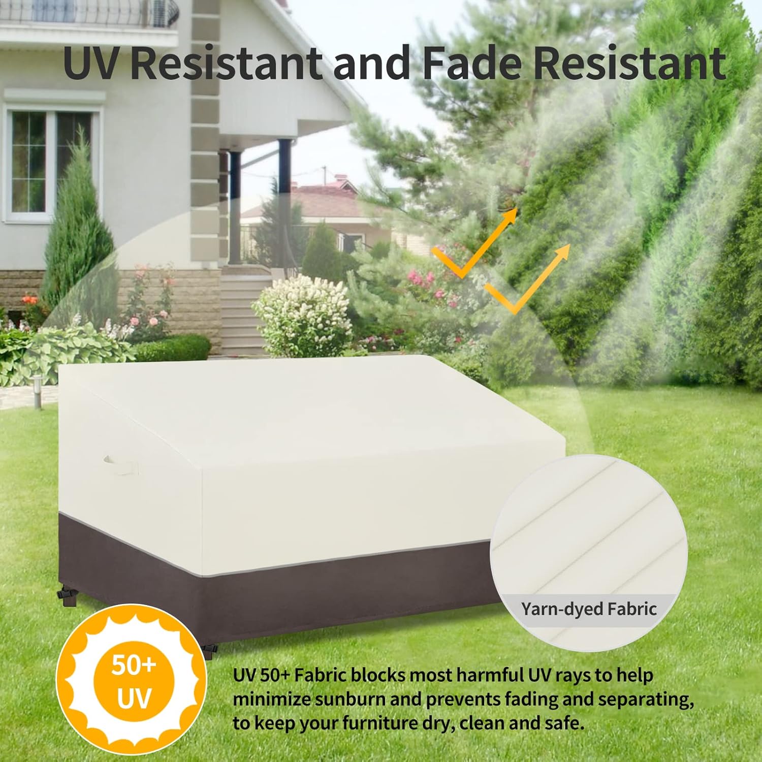 Easy-Going Funda para sofá de patio, resistente a los rayos UV, para sofá para exteriores, bicolor, para patio, banco de 3 plazas, impermeable, con