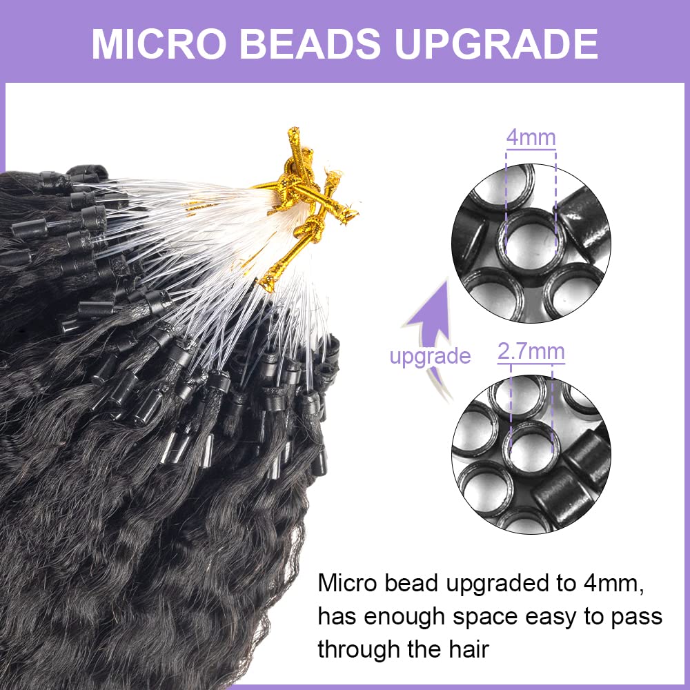 Niawigs – Extensiones de cabello humano afro rizado microlink para mujeres negras, extensiones de cabello humano rizado 4C, extensiones de cabello