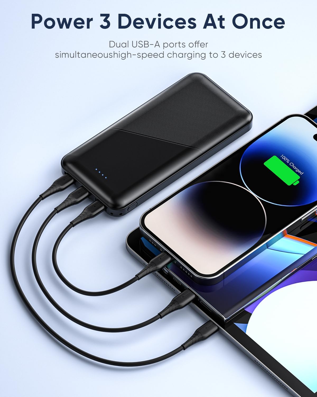 Feeke Cargador portátil – Banco de energía – Paquete de 2 unidades de 15000 mAh Dual USB Power Bank Output 5V3.1A Cargador portátil de carga rápida