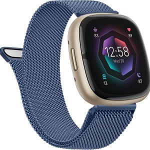 Vanjua Correa de metal para Fitbit Sense 2  Sense Bands, Fitbit Versa 4  Versa 3 bandas para mujeres y hombres, correa de repuesto magnética de Vanjua Correa de metal para Fitbit Sense 2  Sense Bands, Fitbit Versa 4  Versa 3 bandas para mujeres y hombres, correa de repuesto magnética de