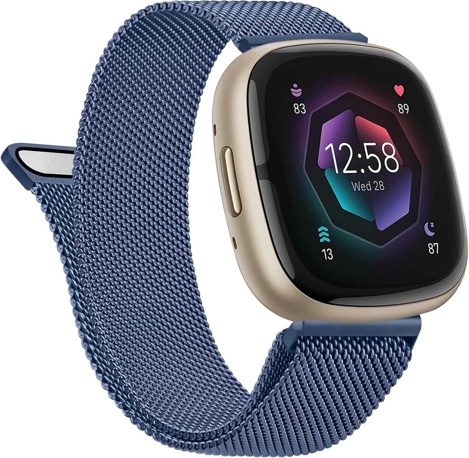 Vanjua Correa de metal para Fitbit Sense 2  Sense Bands, Fitbit Versa 4  Versa 3 bandas para mujeres y hombres, correa de repuesto magnética de