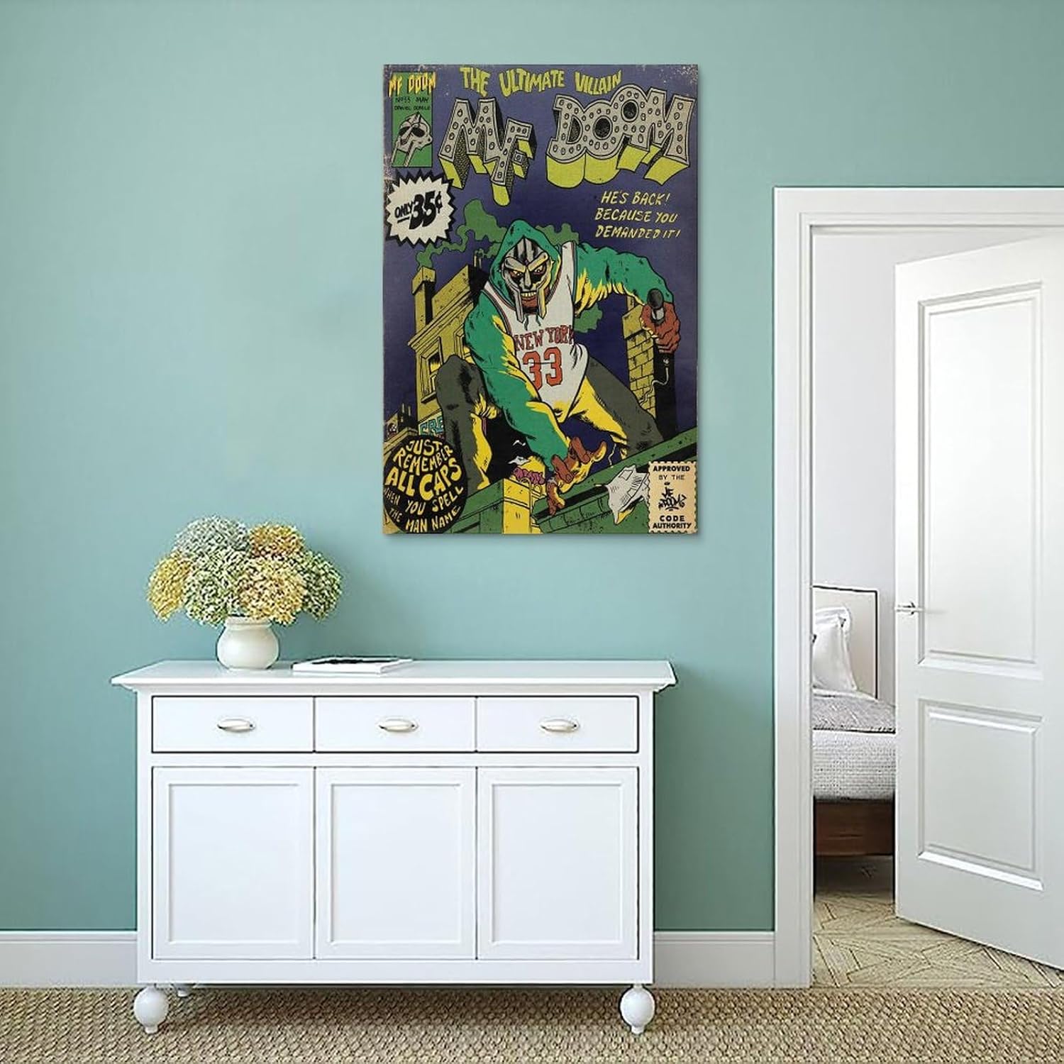 Mf Doom Comics – Póster artístico para dormitorio, lienzo estético, decoración de pared, 12 x 18 pulgadas (11.8 x 17.7 in)